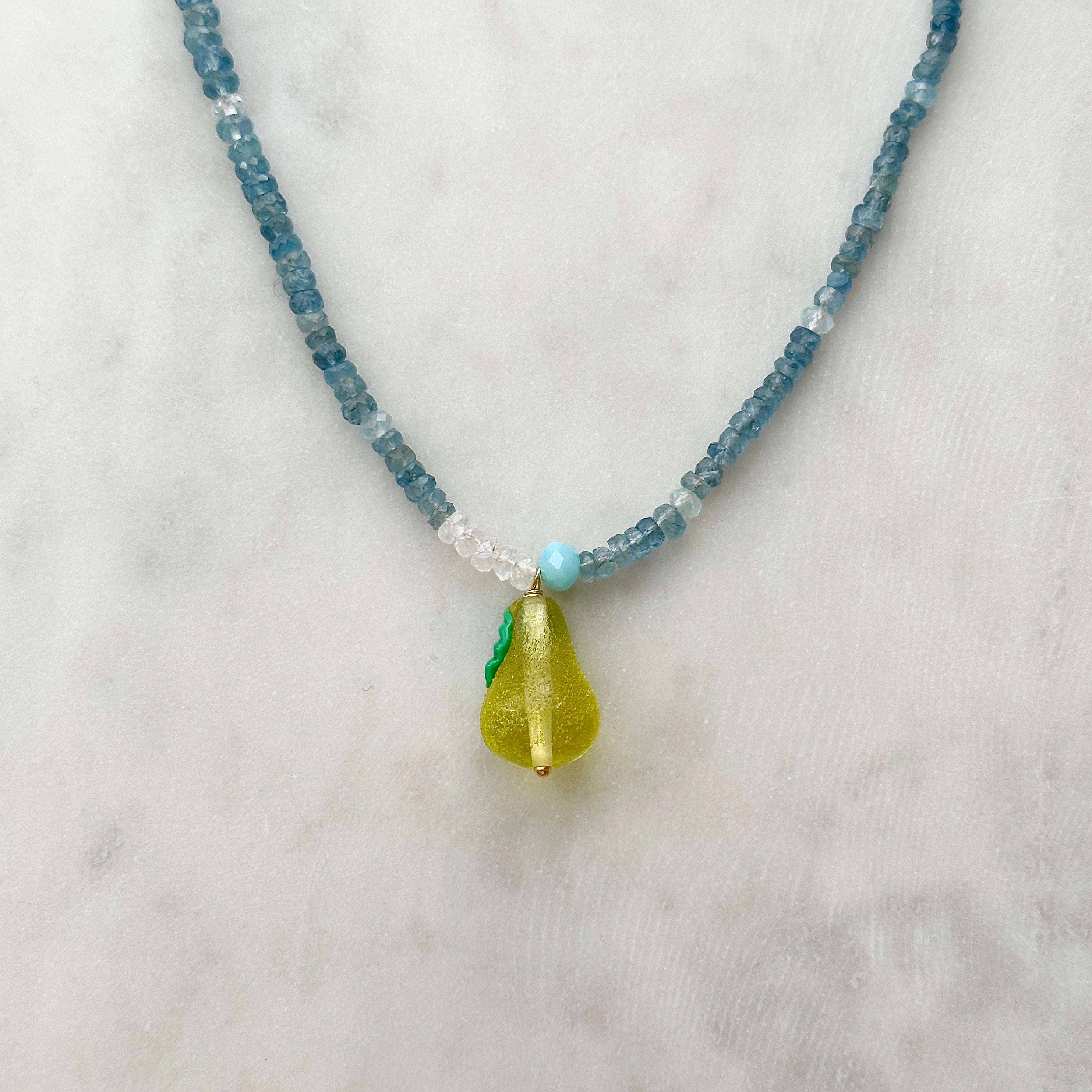 Pear and Sky Necklace