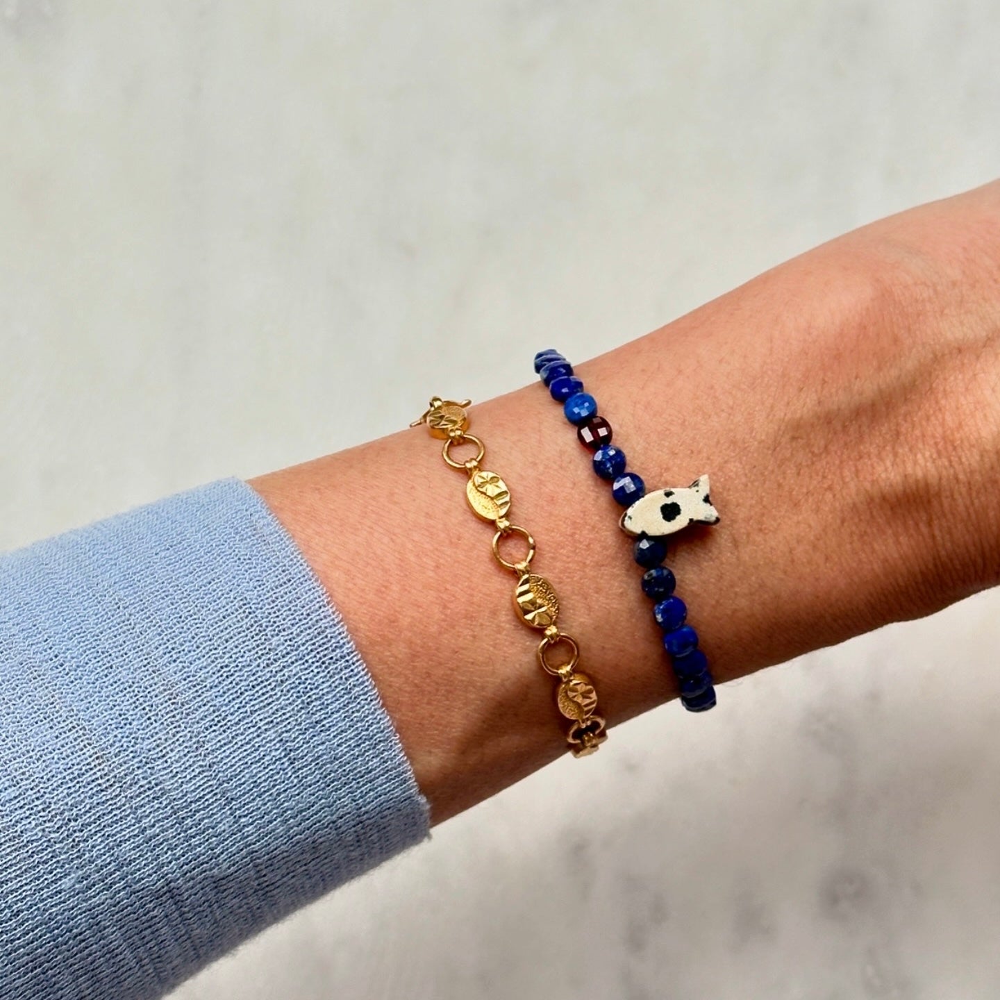 Tiny Fish Bracelet - Blue Lapis