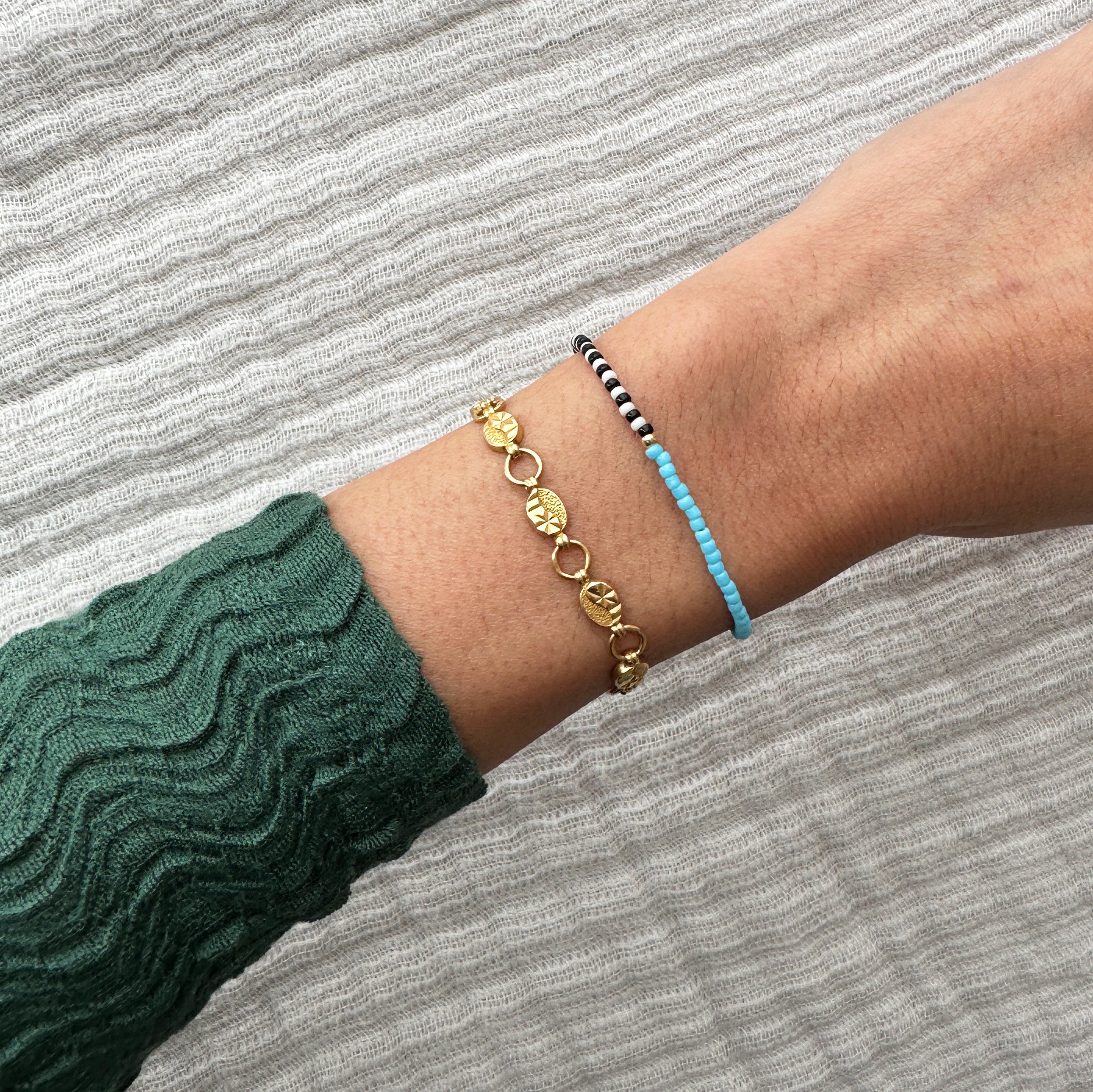 Harlequin Bracelet - Sky Blue & Grass