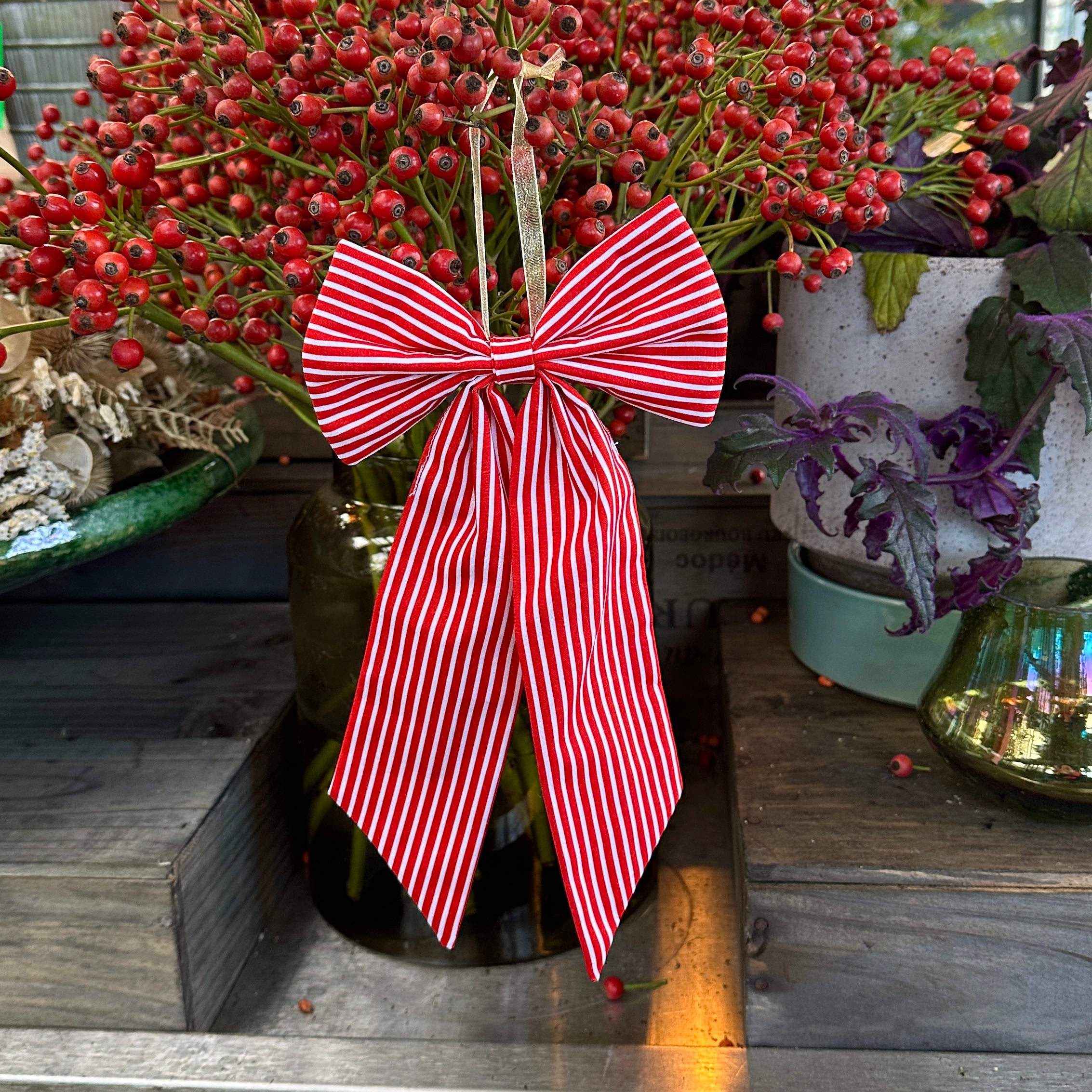 Cotton Bow - Red/White Stripes