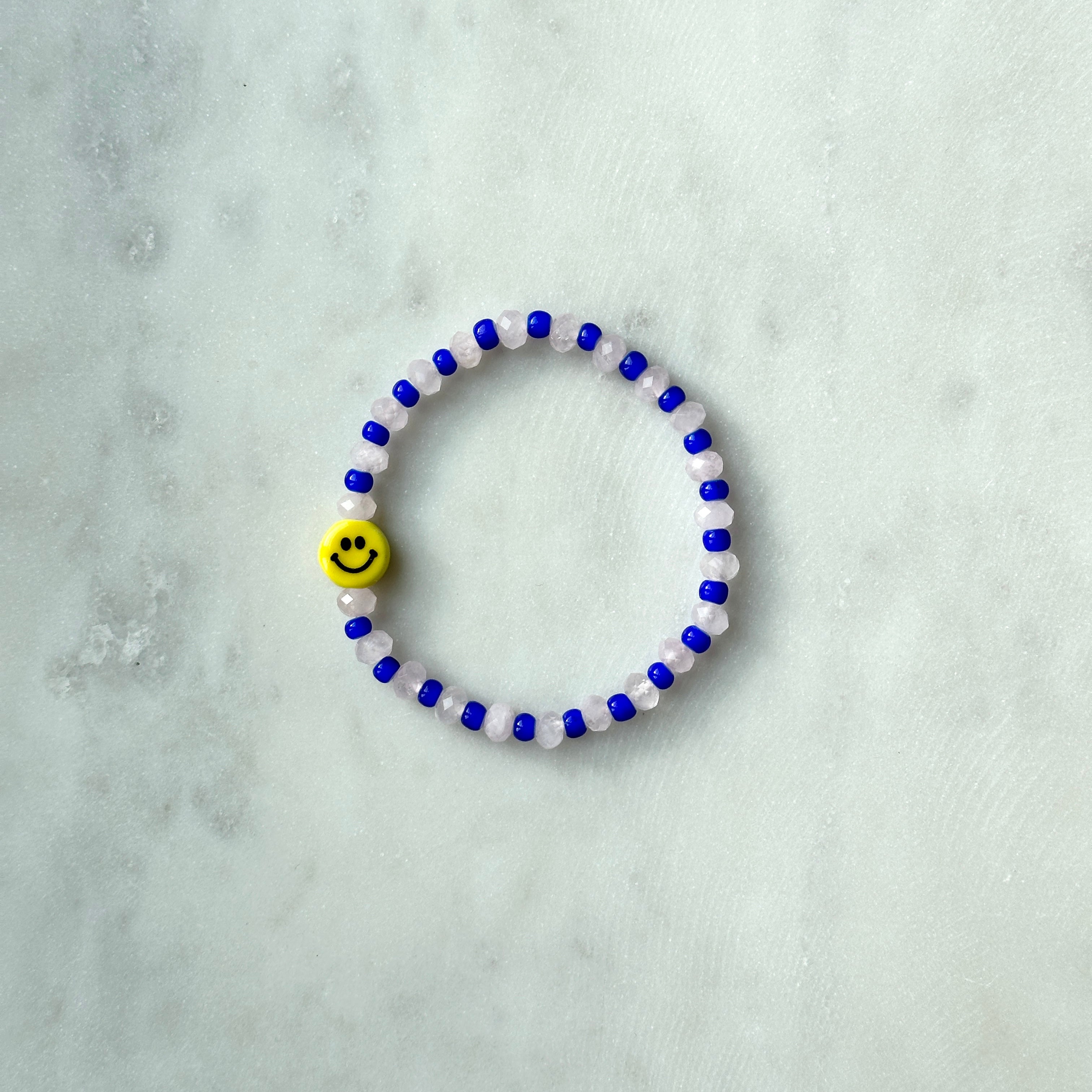 Smiley Bracelet – Azur Blue & Rose Quartz