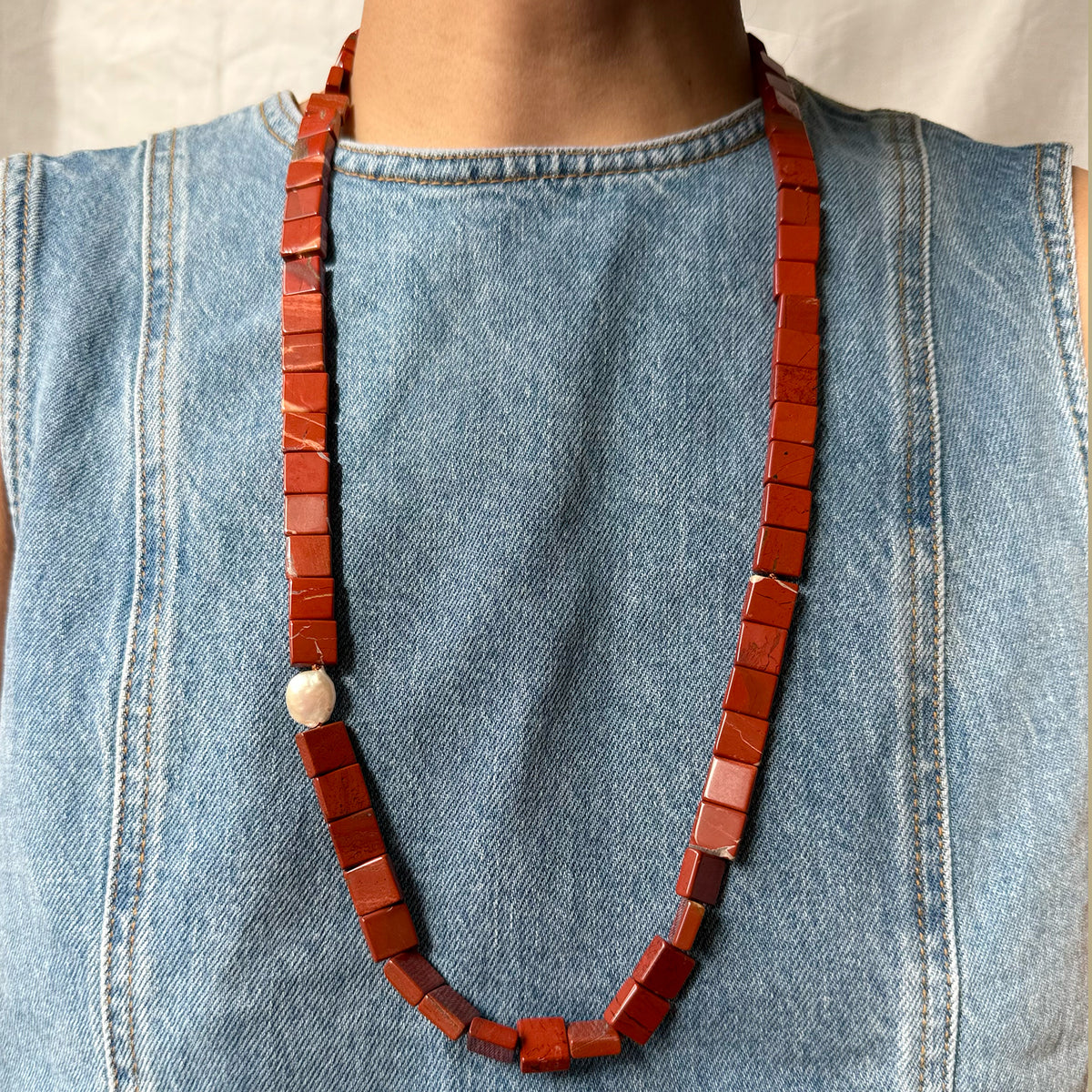 Flowy Necklace - Red Jasper