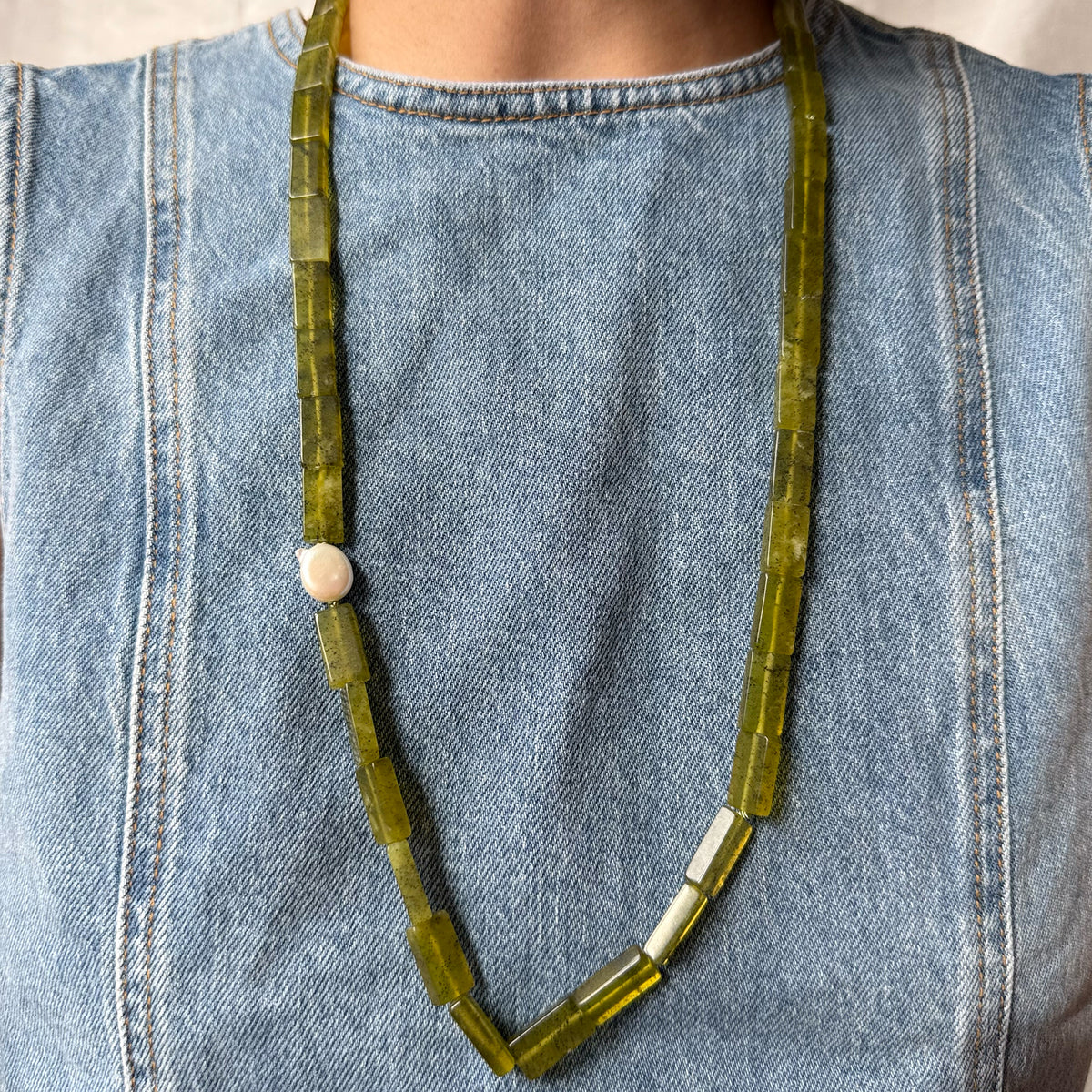 Flowy Necklace - Green Jade