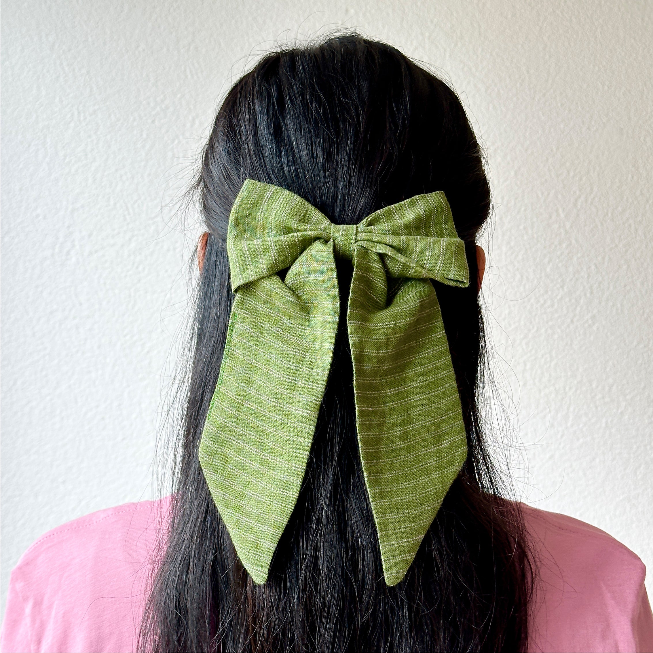 Overised Hair Bow - Matcha