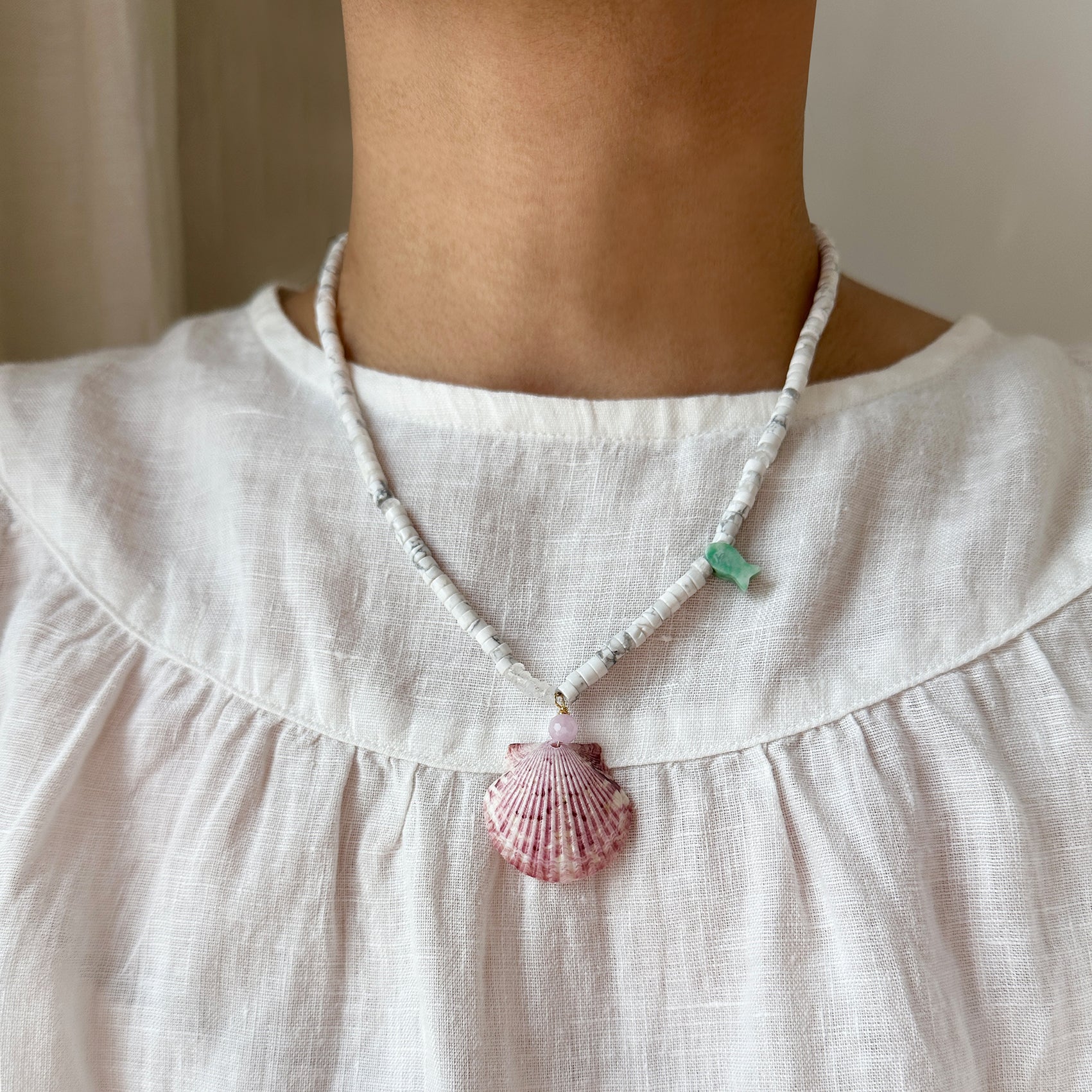 Pink Lilac Shell Necklace