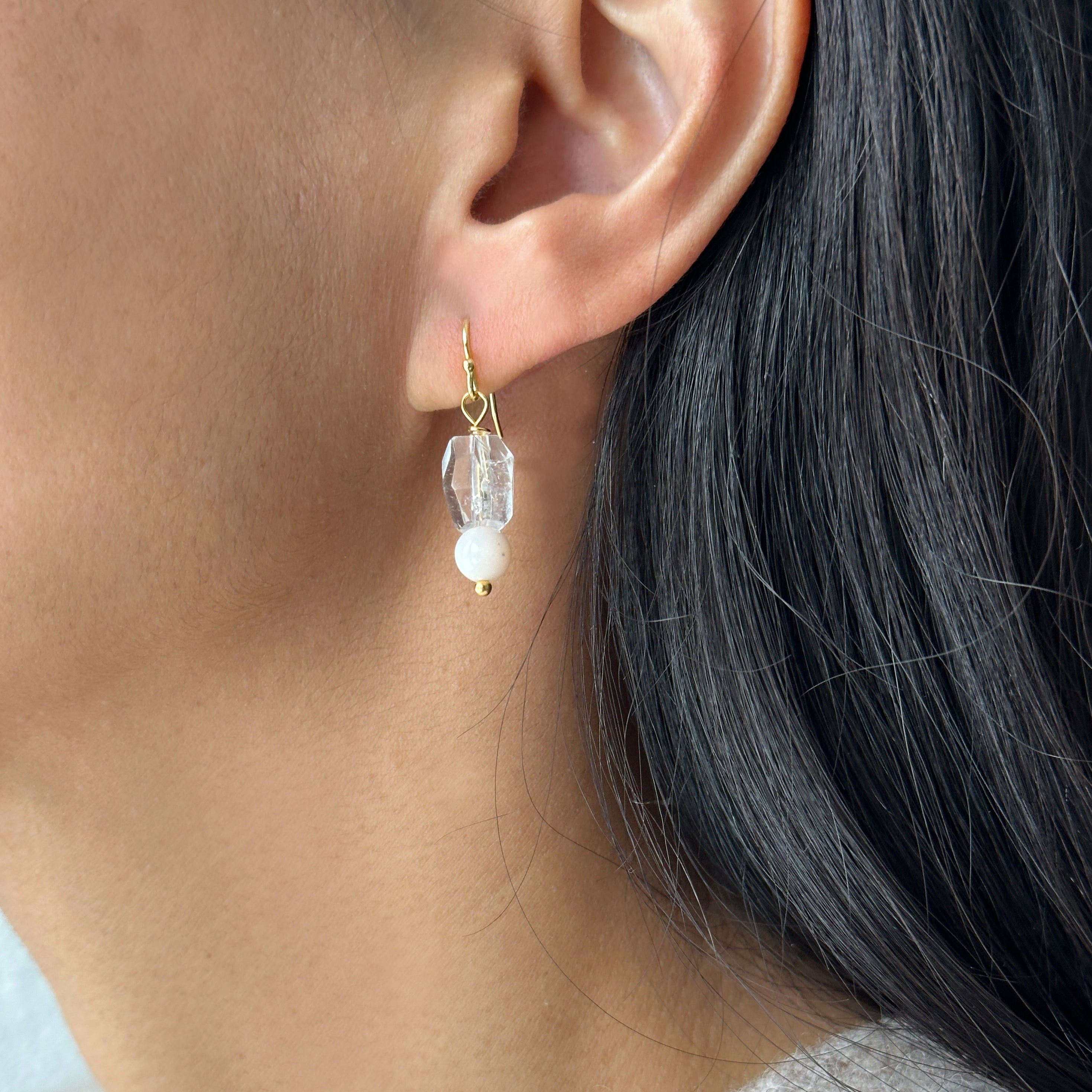Positivity & Happiness (Rock Crystal & Andenopal) Earrings