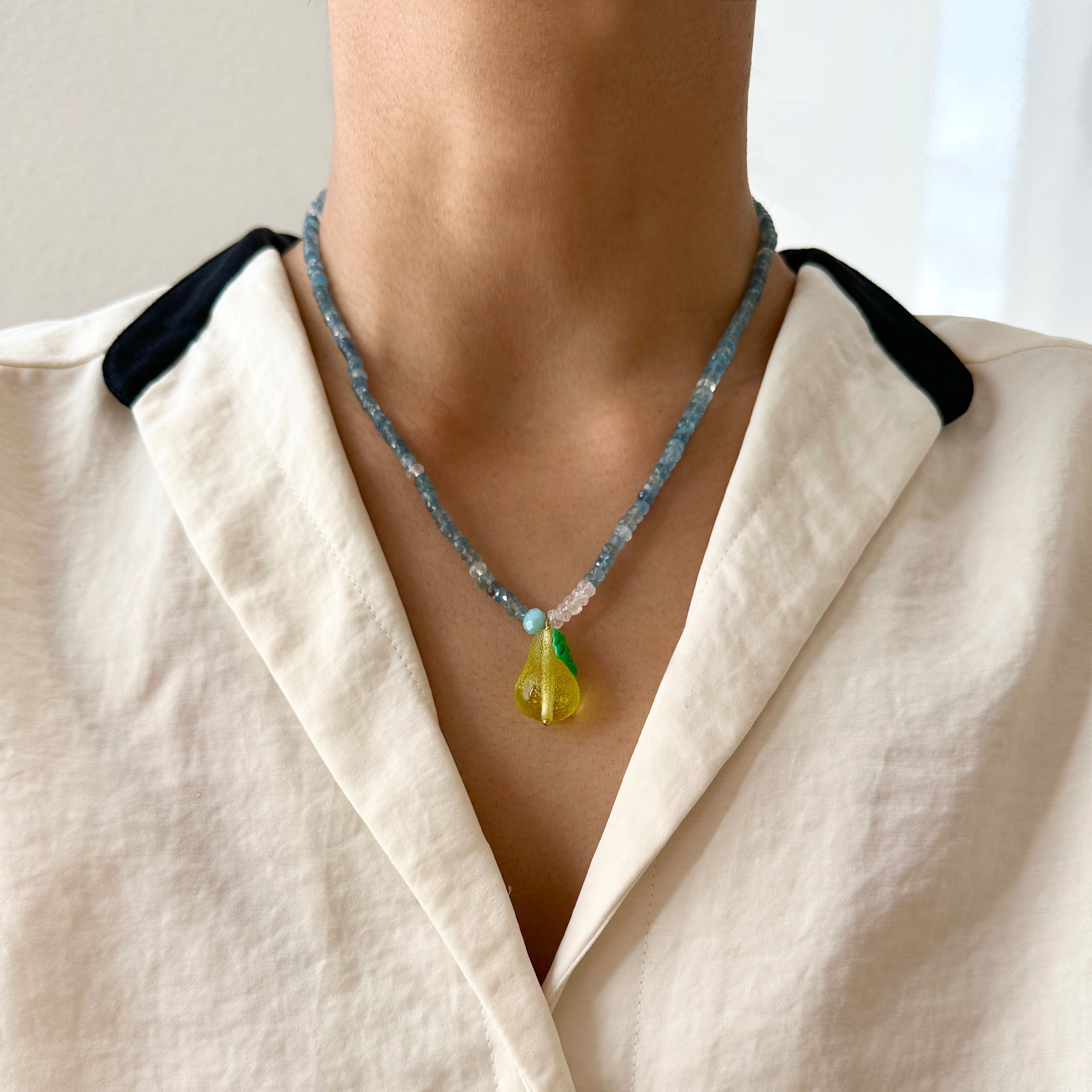 Pear and Sky Necklace
