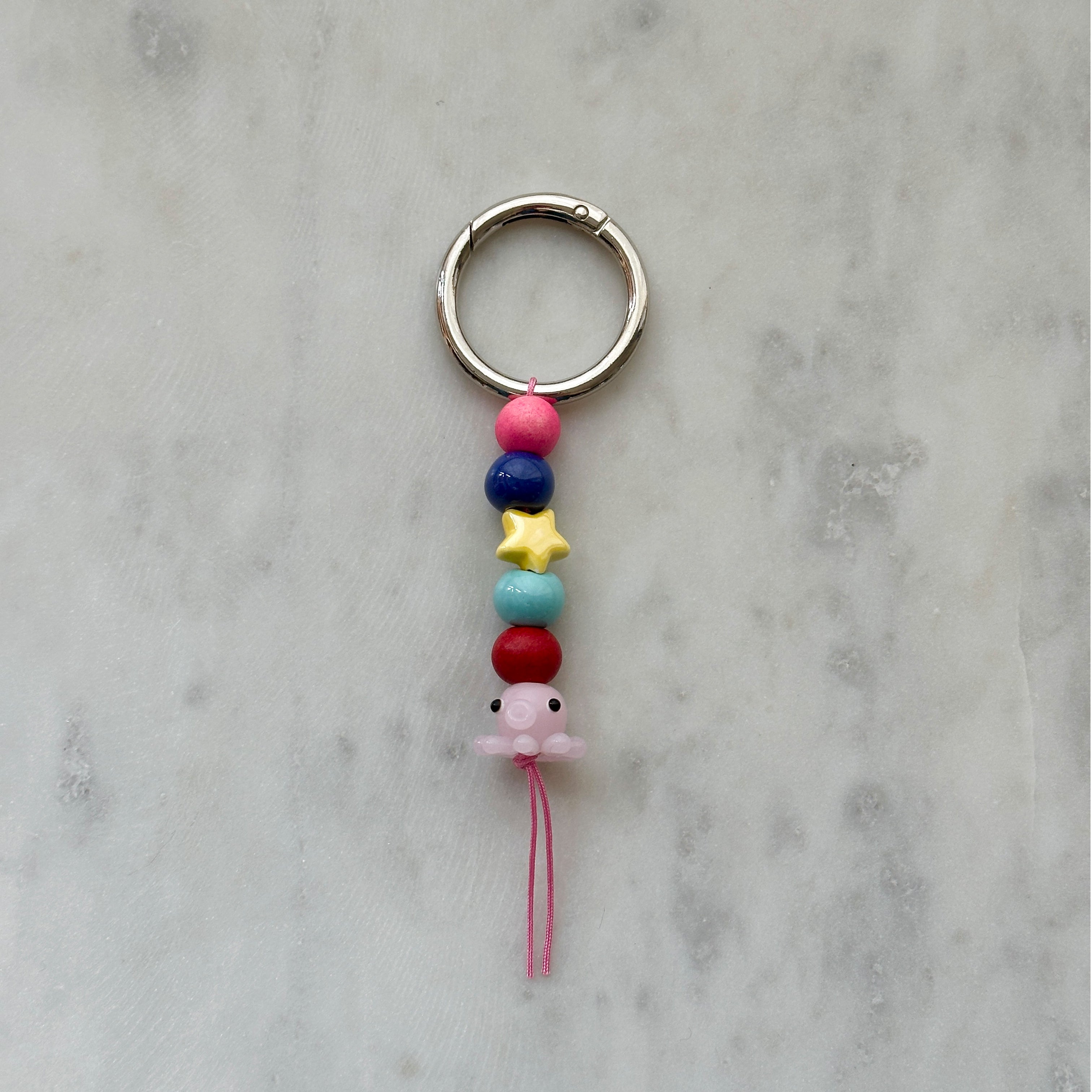 Bag/Key Charm Pink Octopus