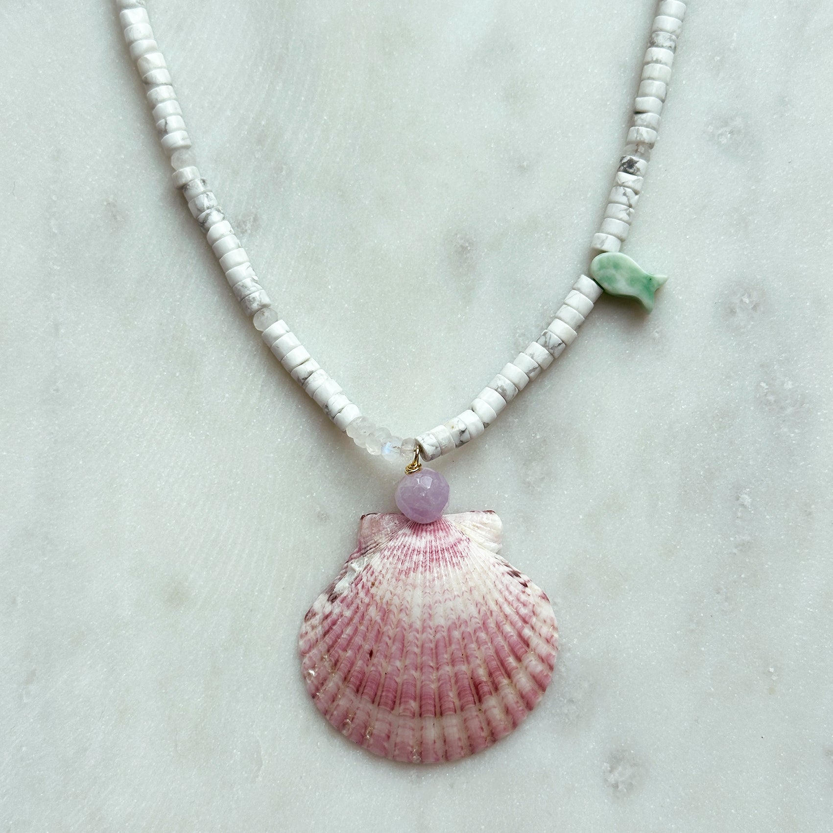 Pink Lilac Shell Necklace