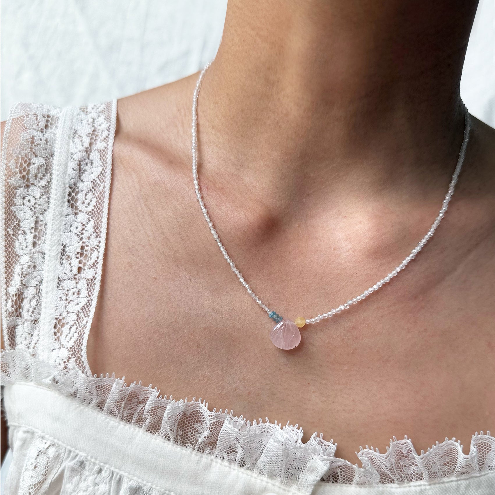 Sparkly Rose Quartz Shell