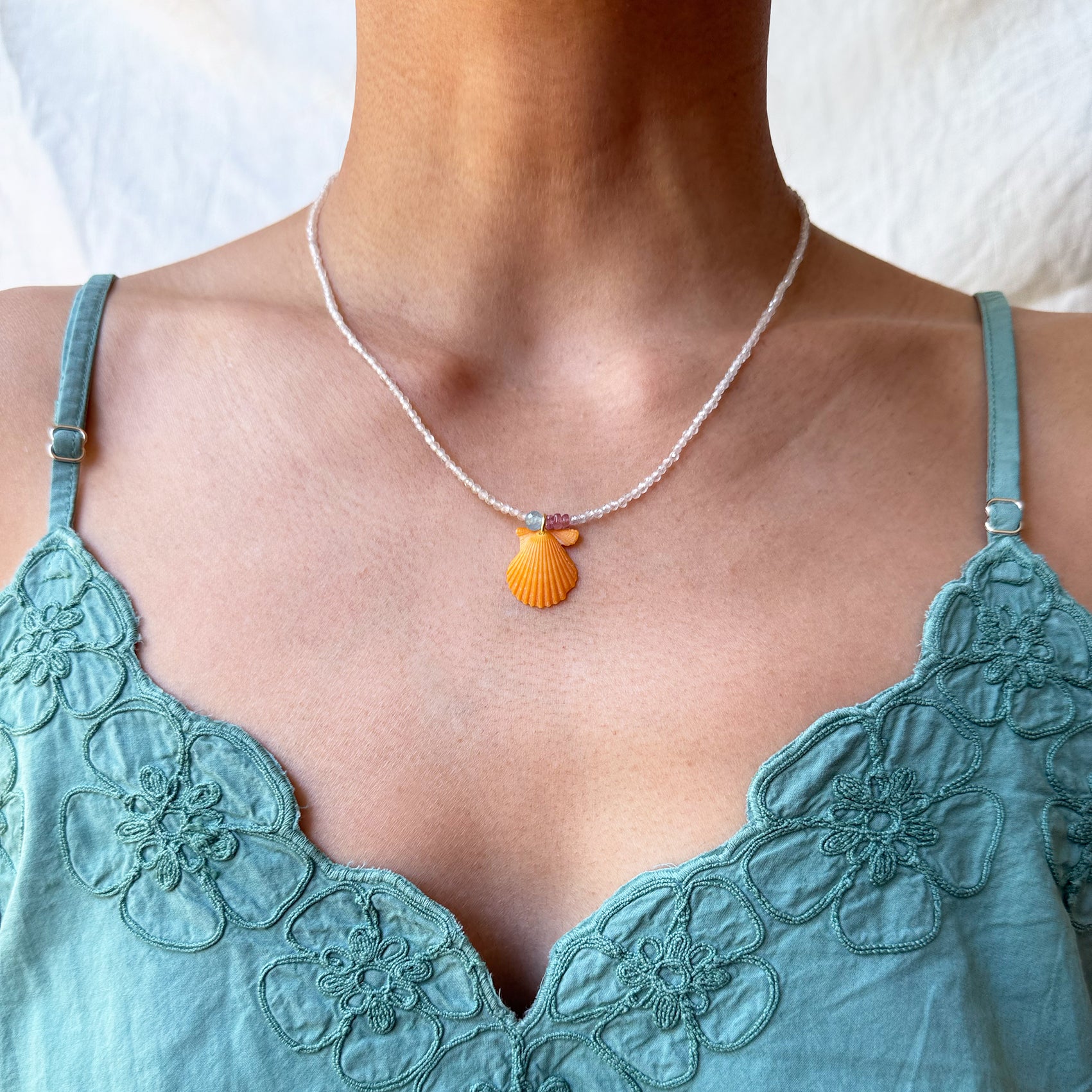 Petite Orange Shell Necklace