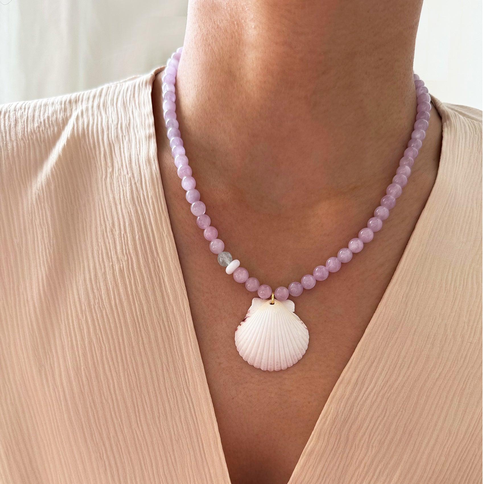 White Scallop Necklace