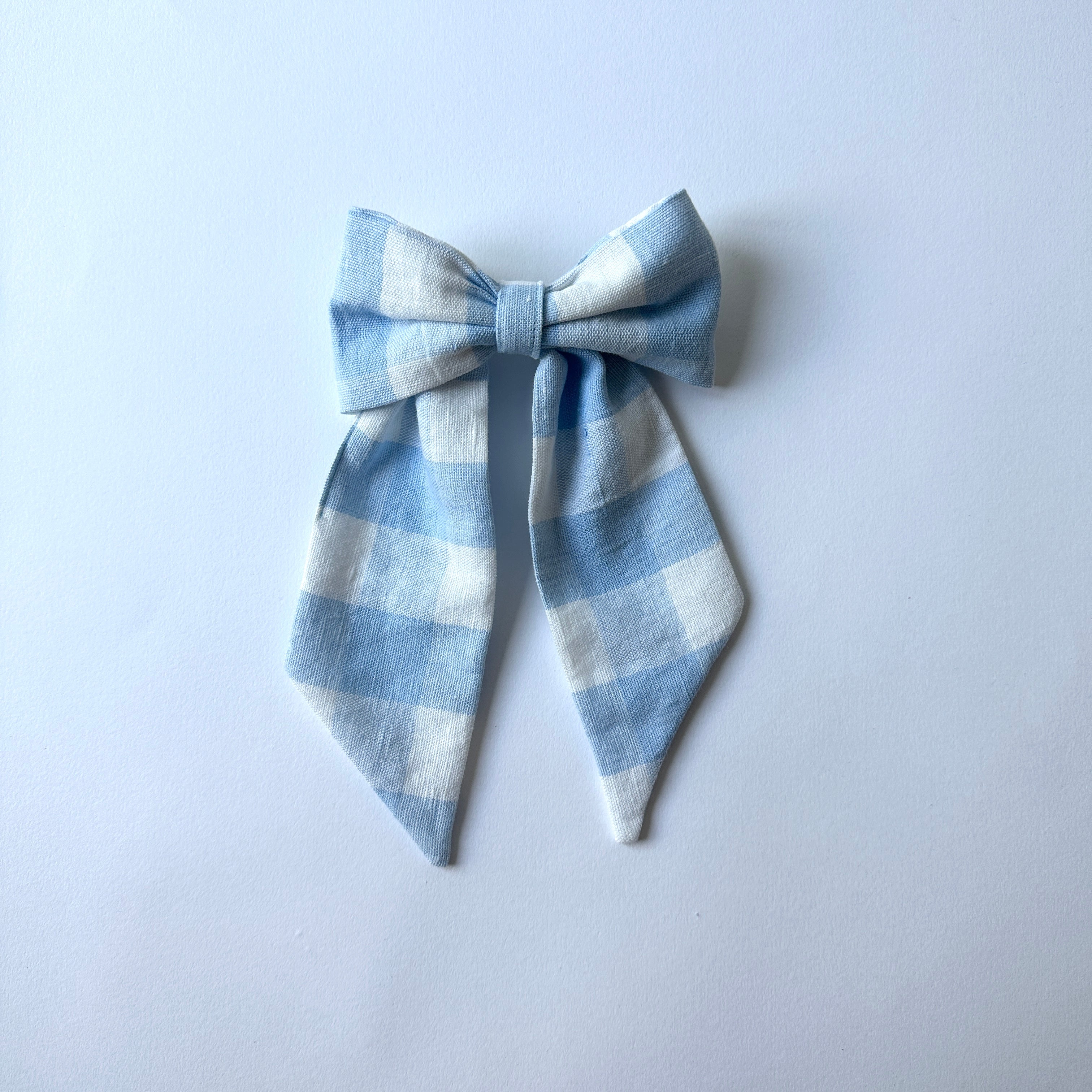 Oversized Hair Bow - Sky Blue Check