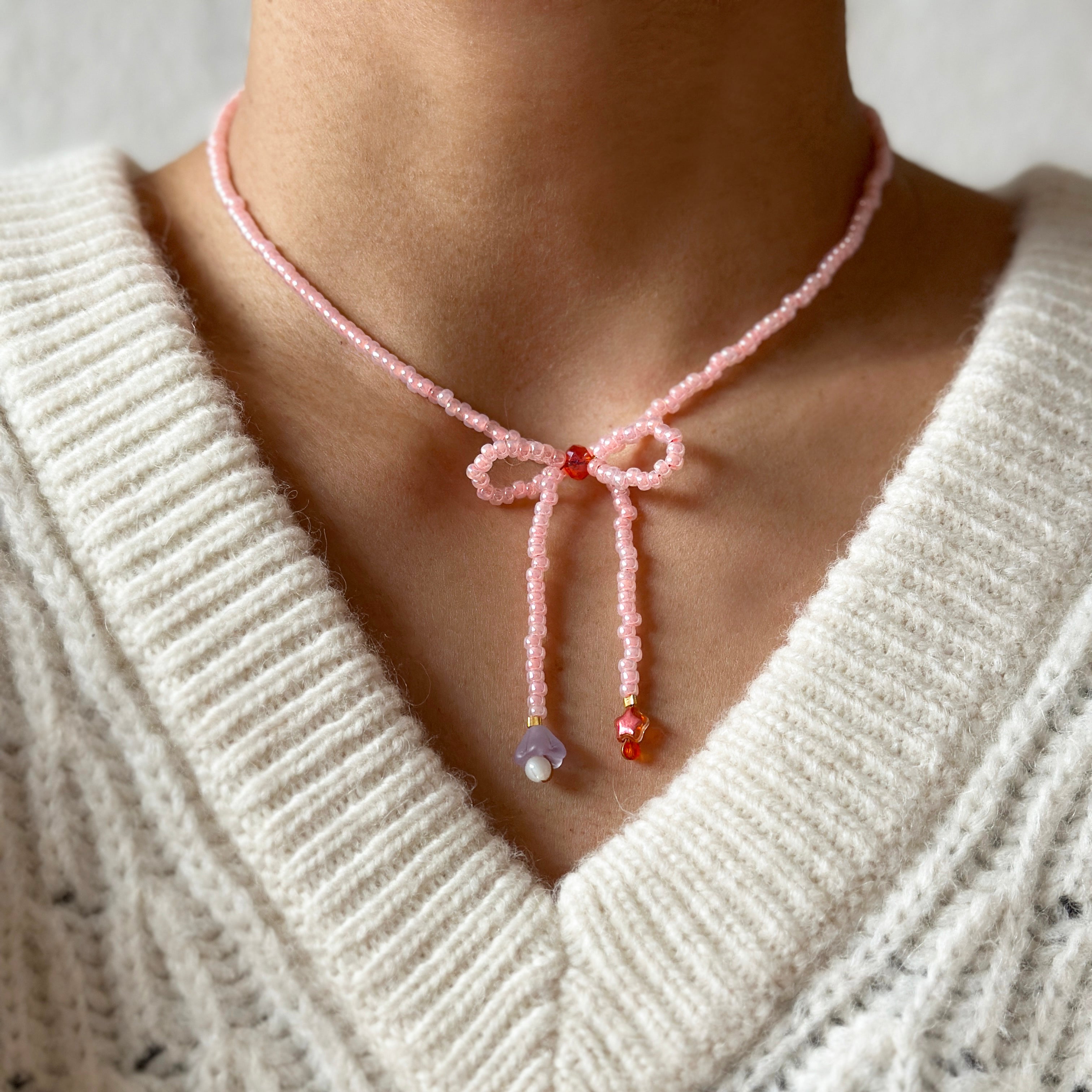 Bow Choker - Blush Pink