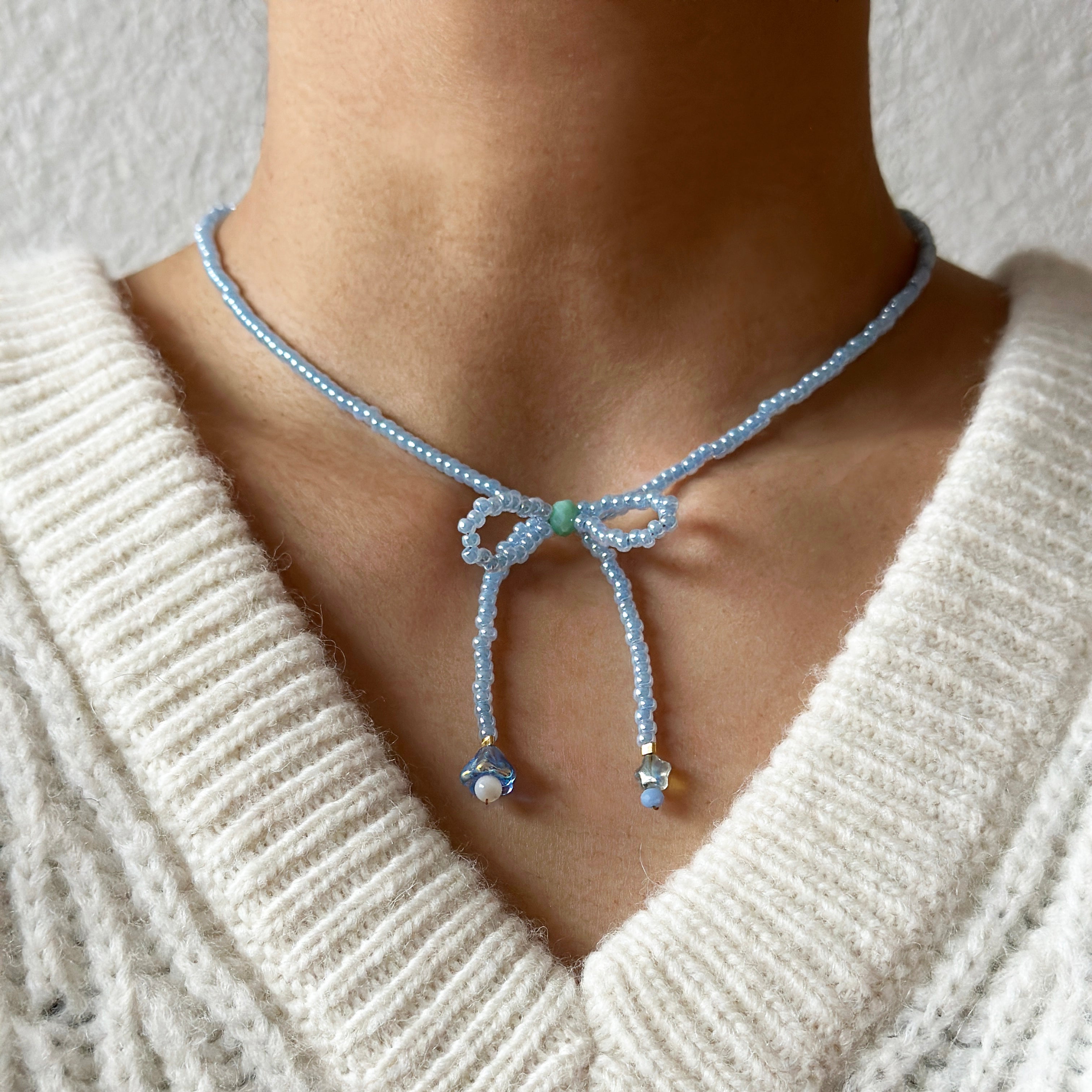 Bow Choker - Sky Blue