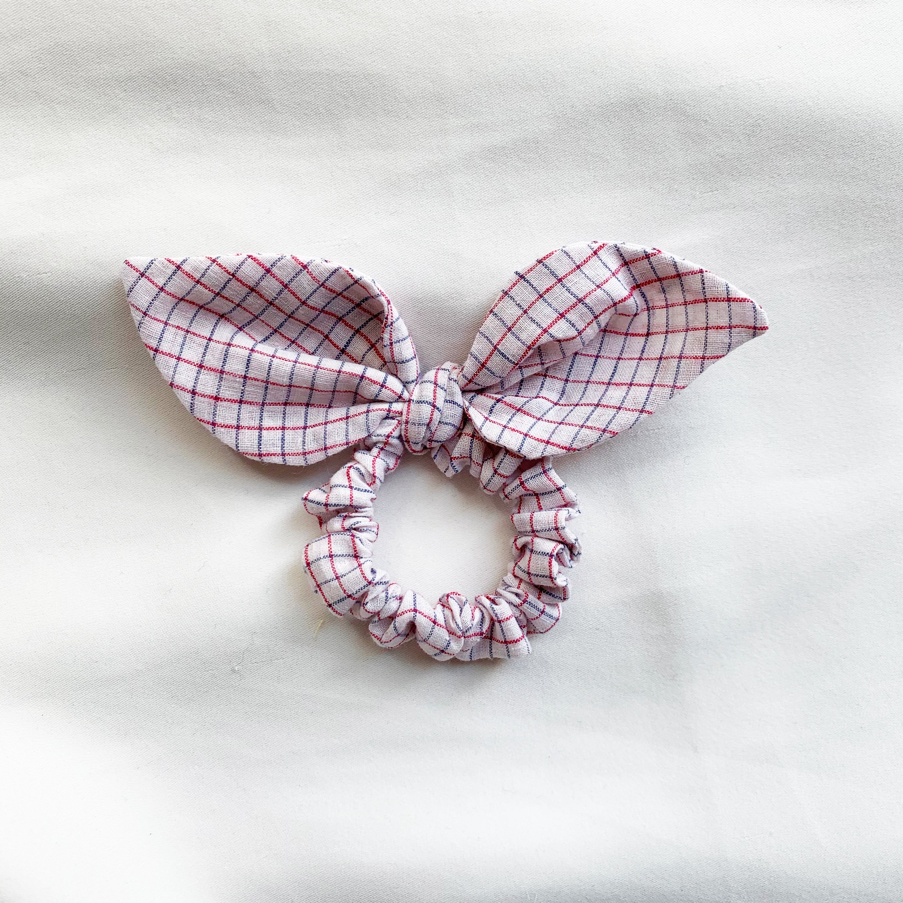 Bow Scrunchie - Blue and Red Check