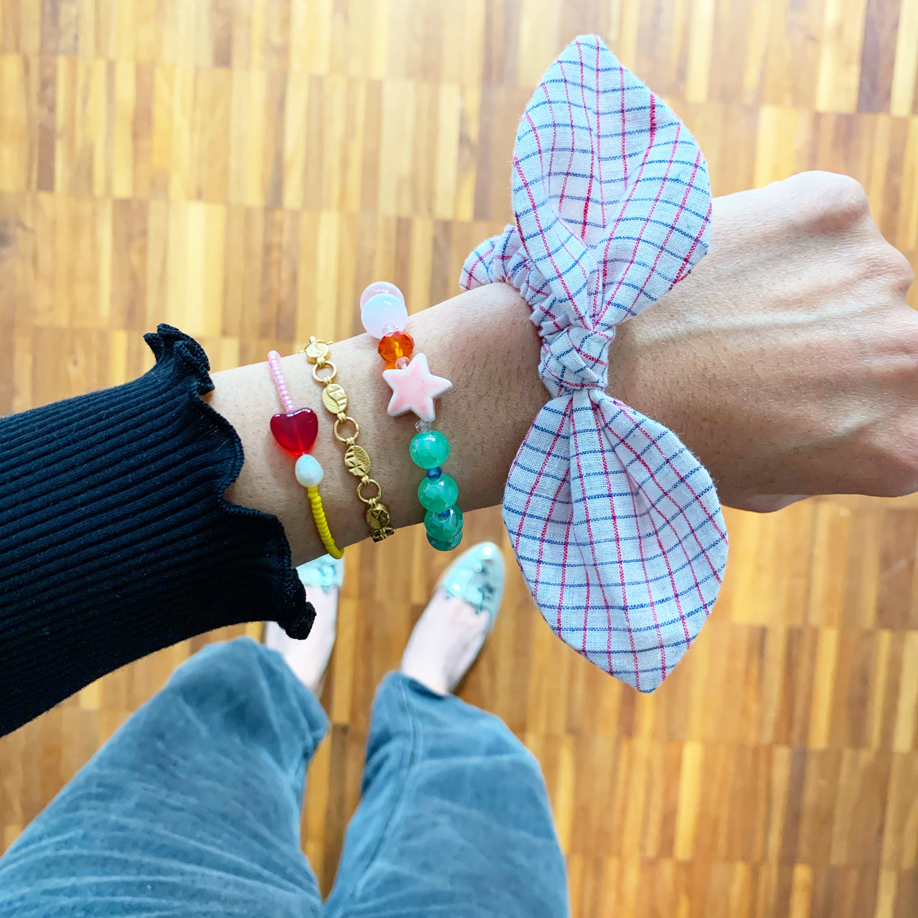 Bow Scrunchie - Blue and Red Check