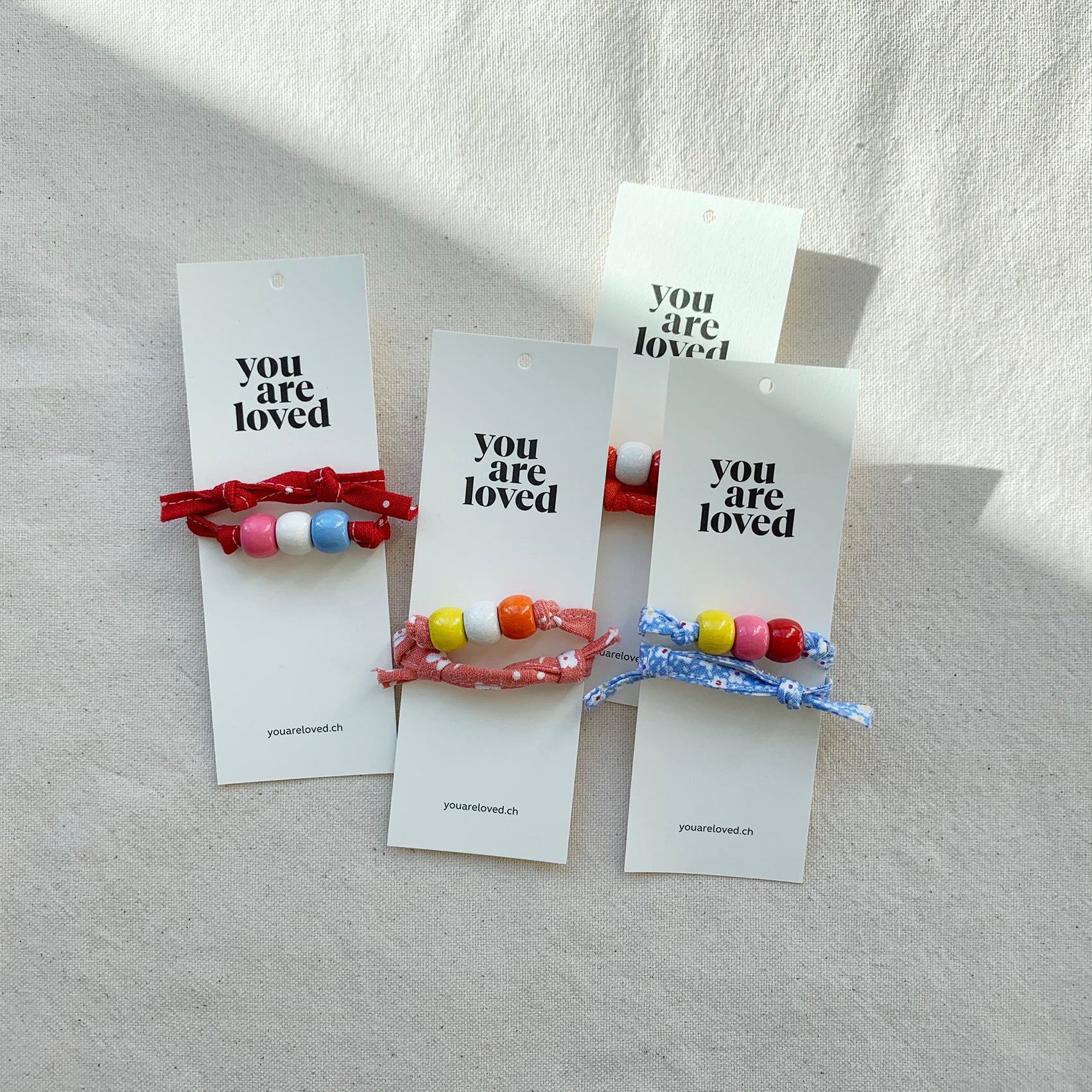 Wooden Beaded Bracelet – Blue Marimekko Vintage