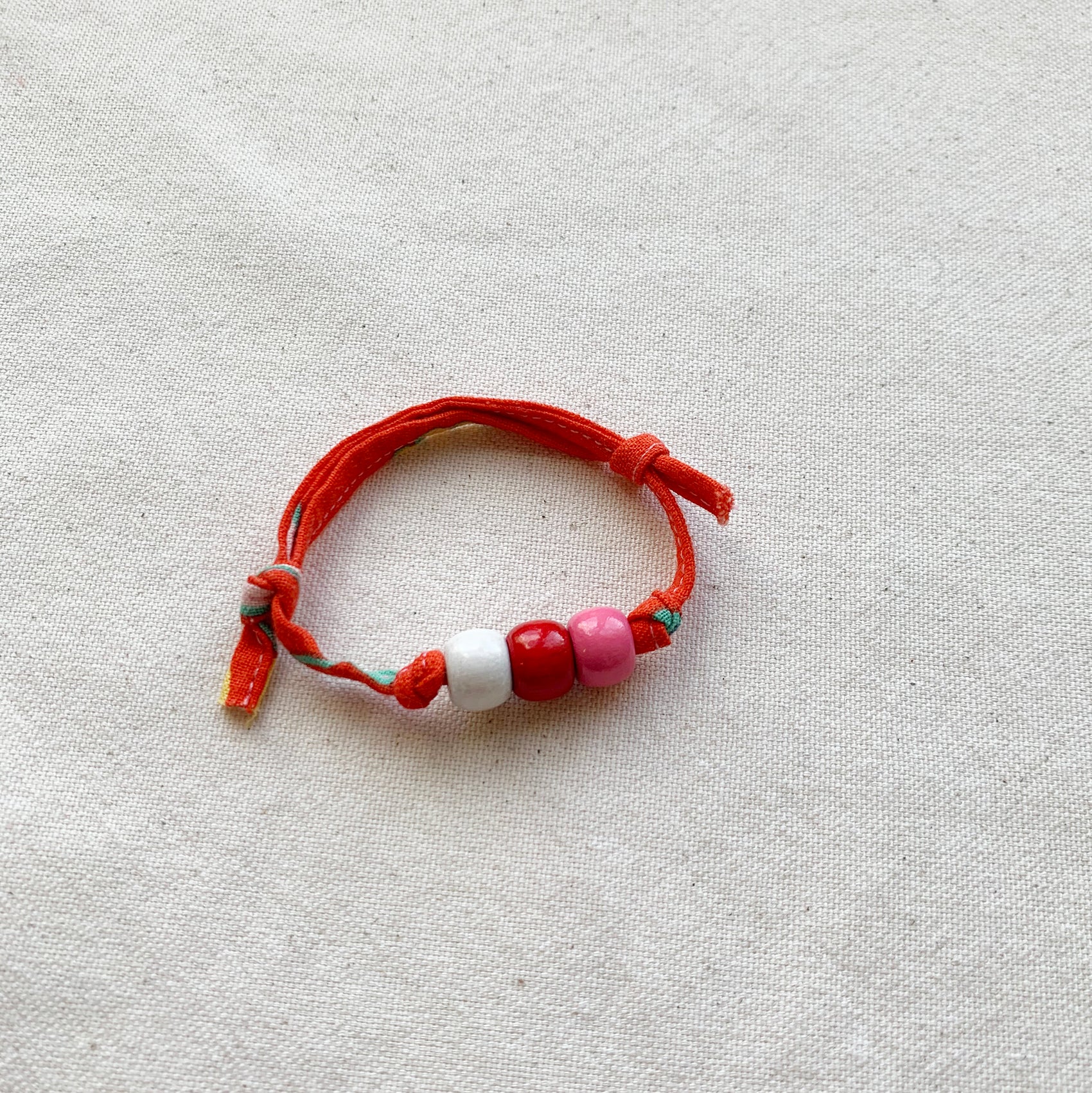Wooden Beaded Bracelet - Orange Red