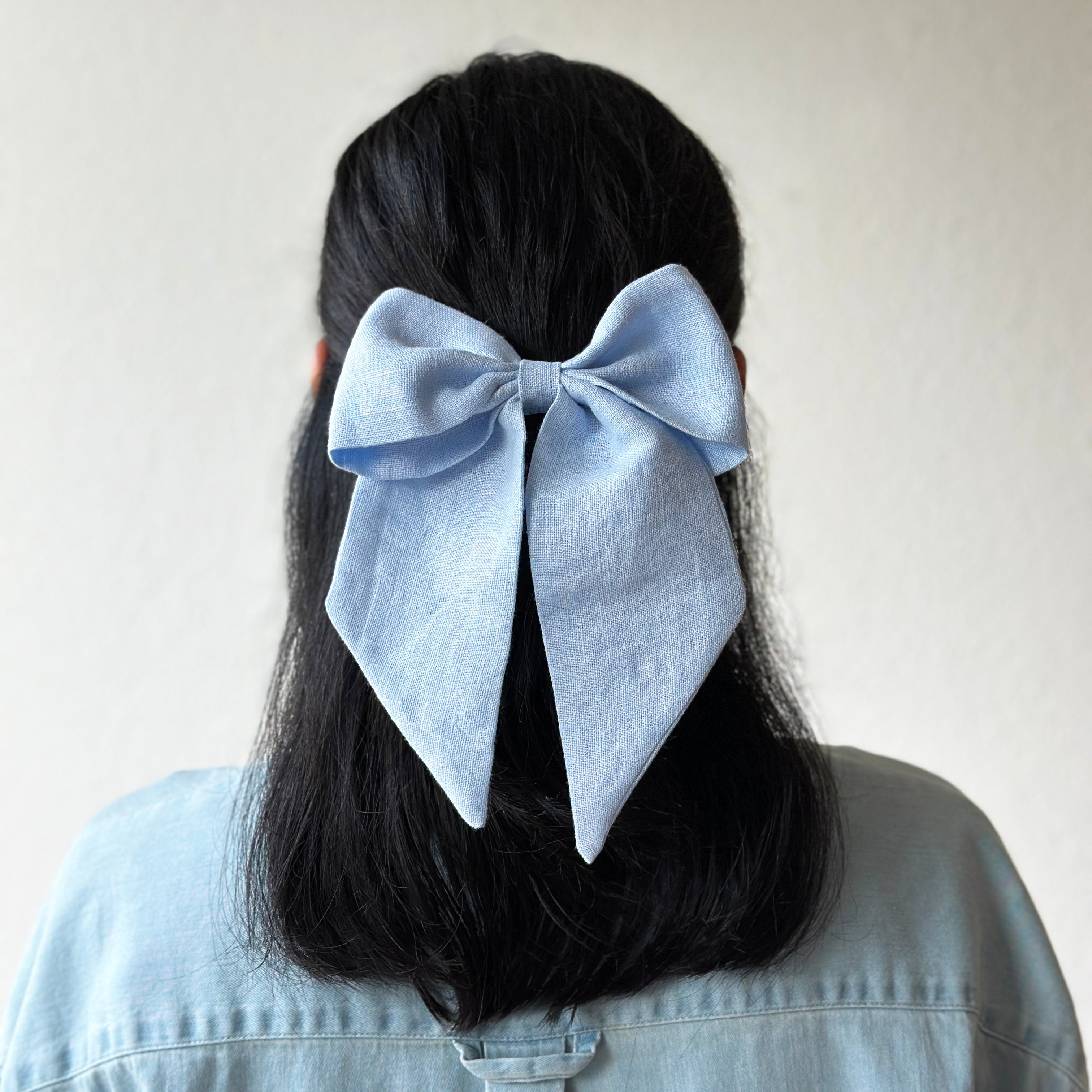 Oversized Hair Bow - Sky Blue
