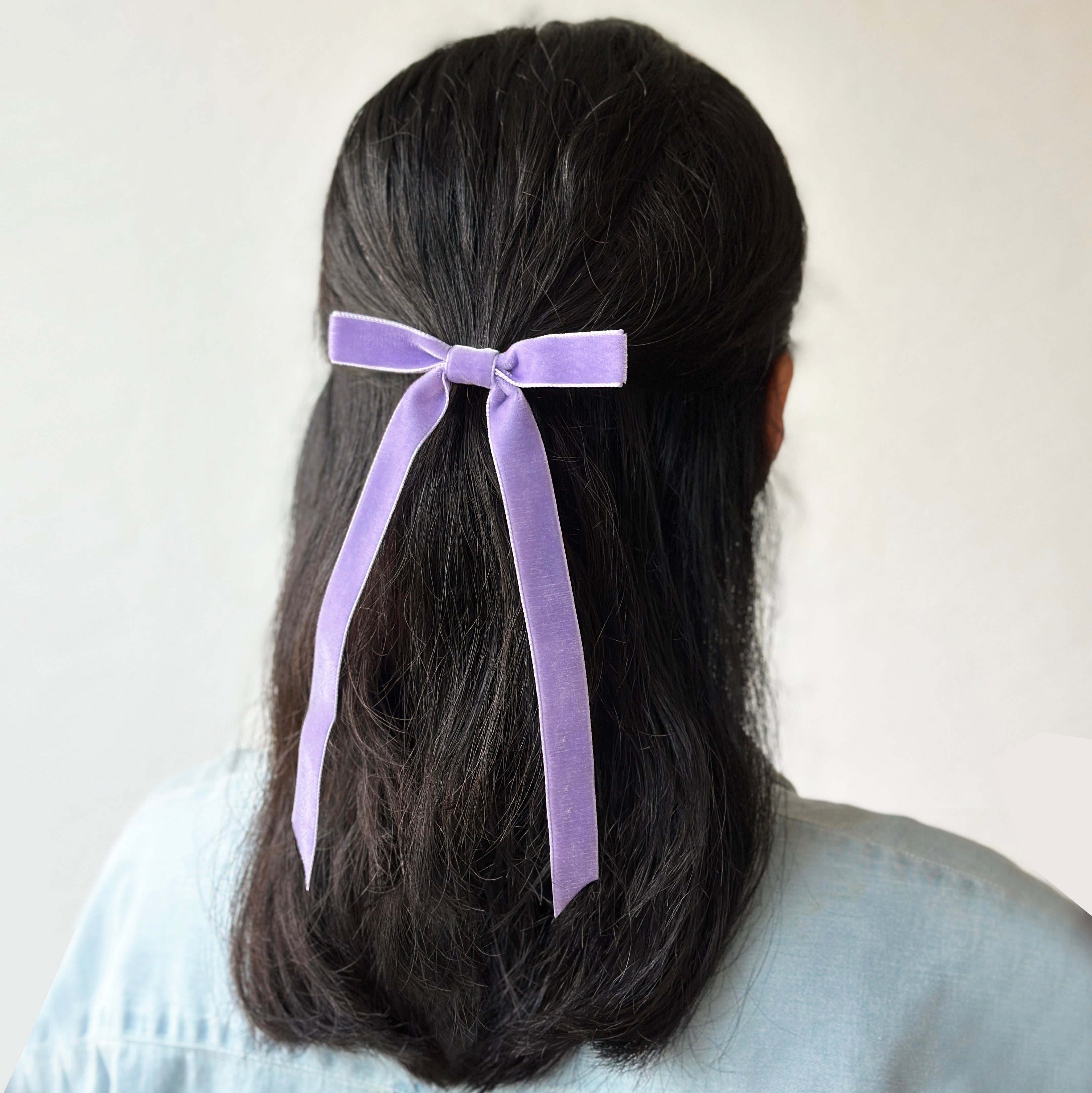 Velvet Hair Bow - Lilac