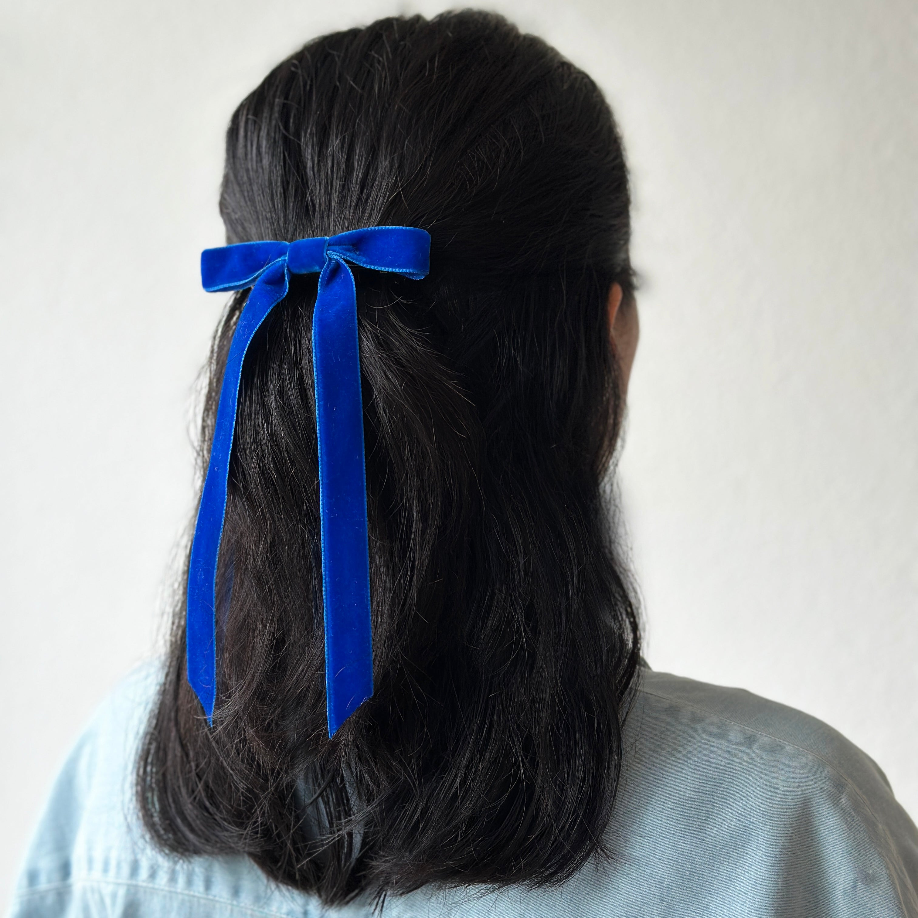 Velvet Hair Bow - Royal Blue