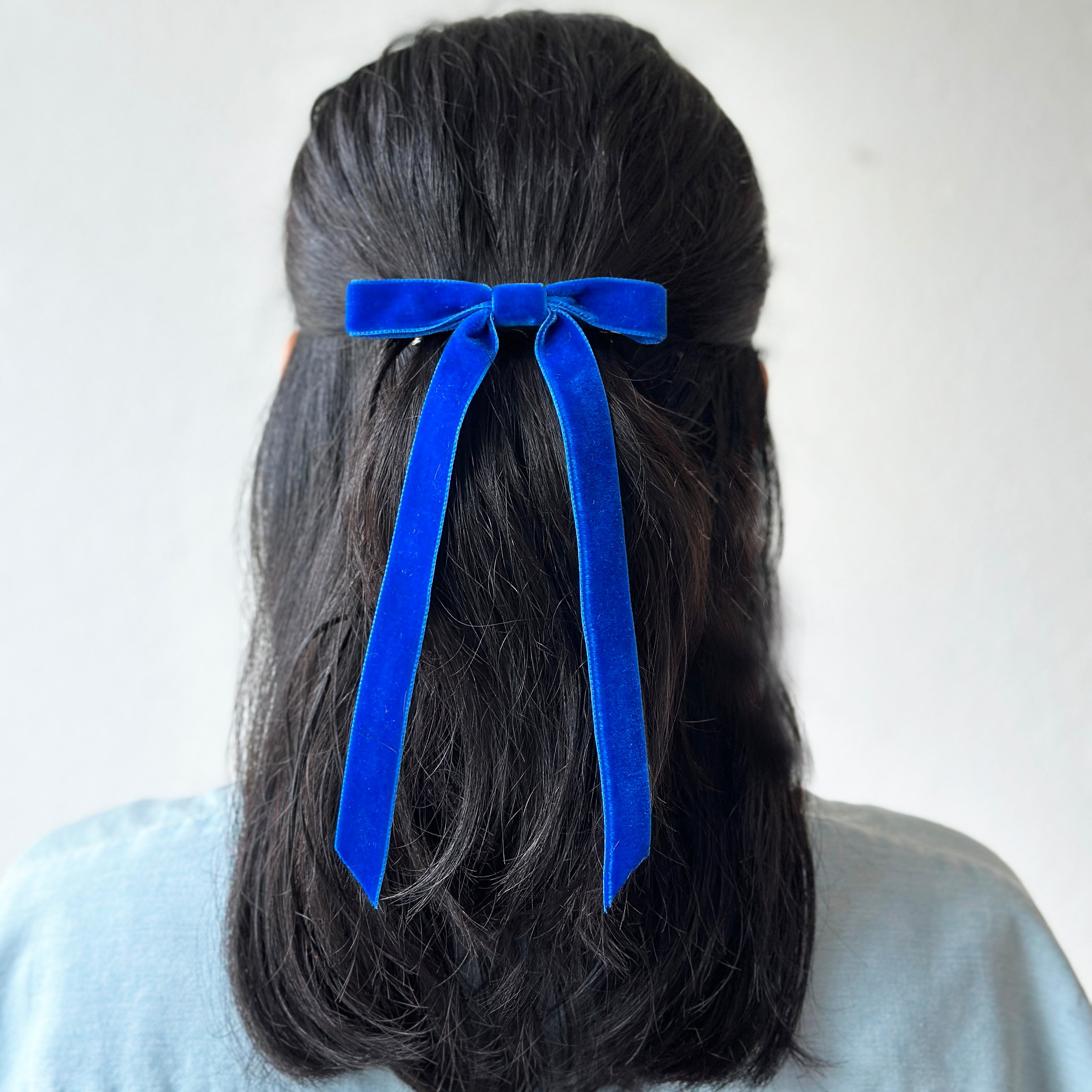 Velvet Hair Bow - Royal Blue