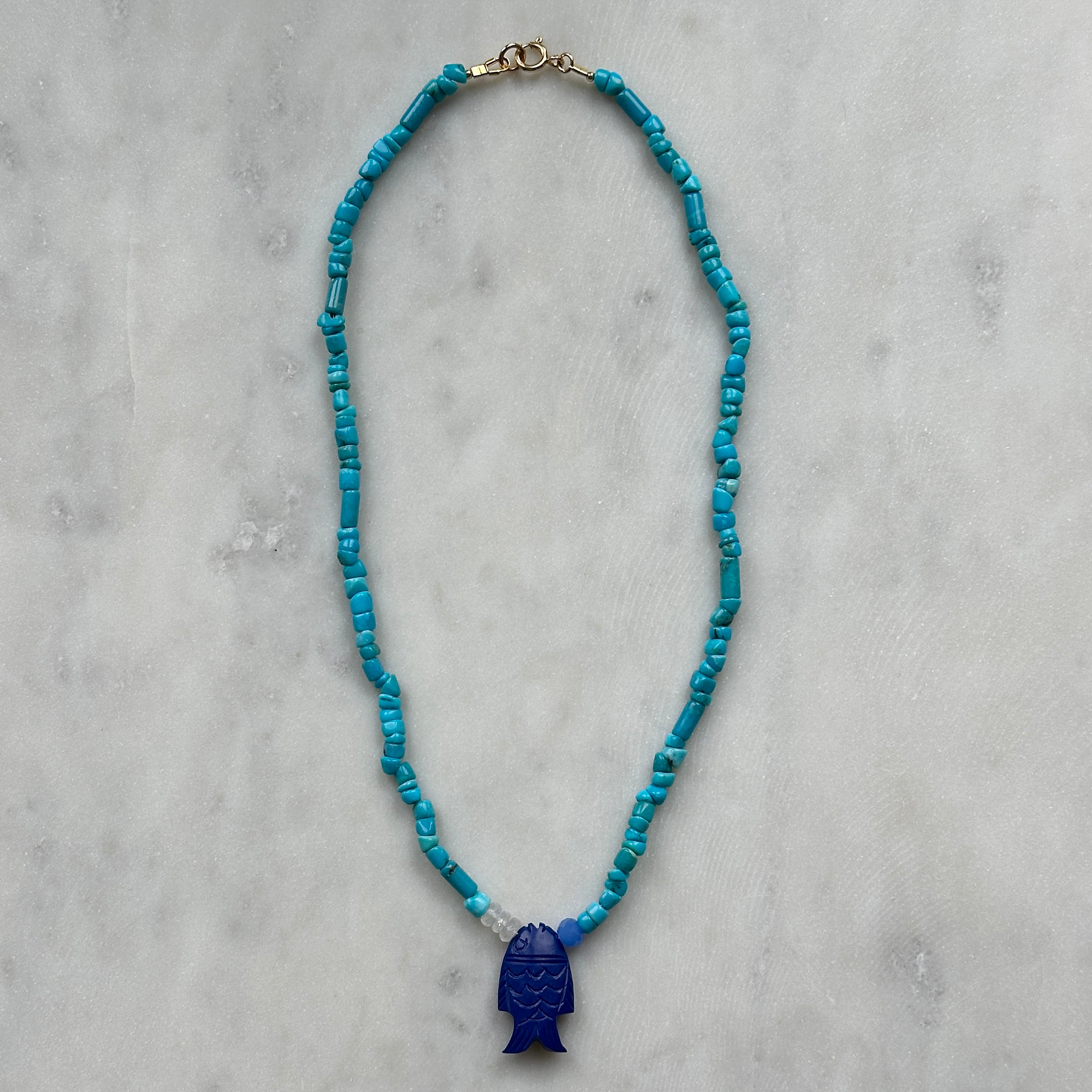 Blue Lapis Fish Necklace