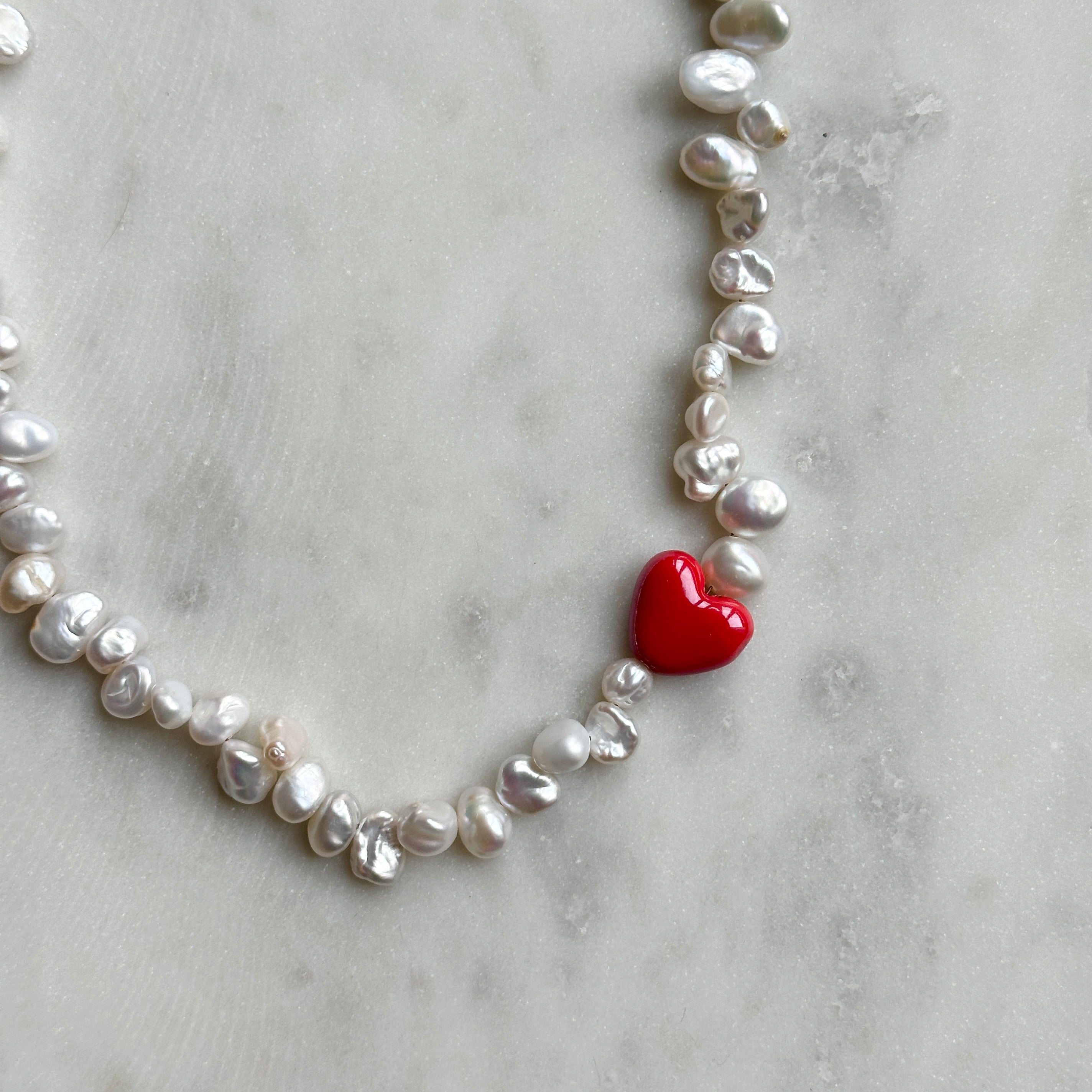 Red Heart & Pearls