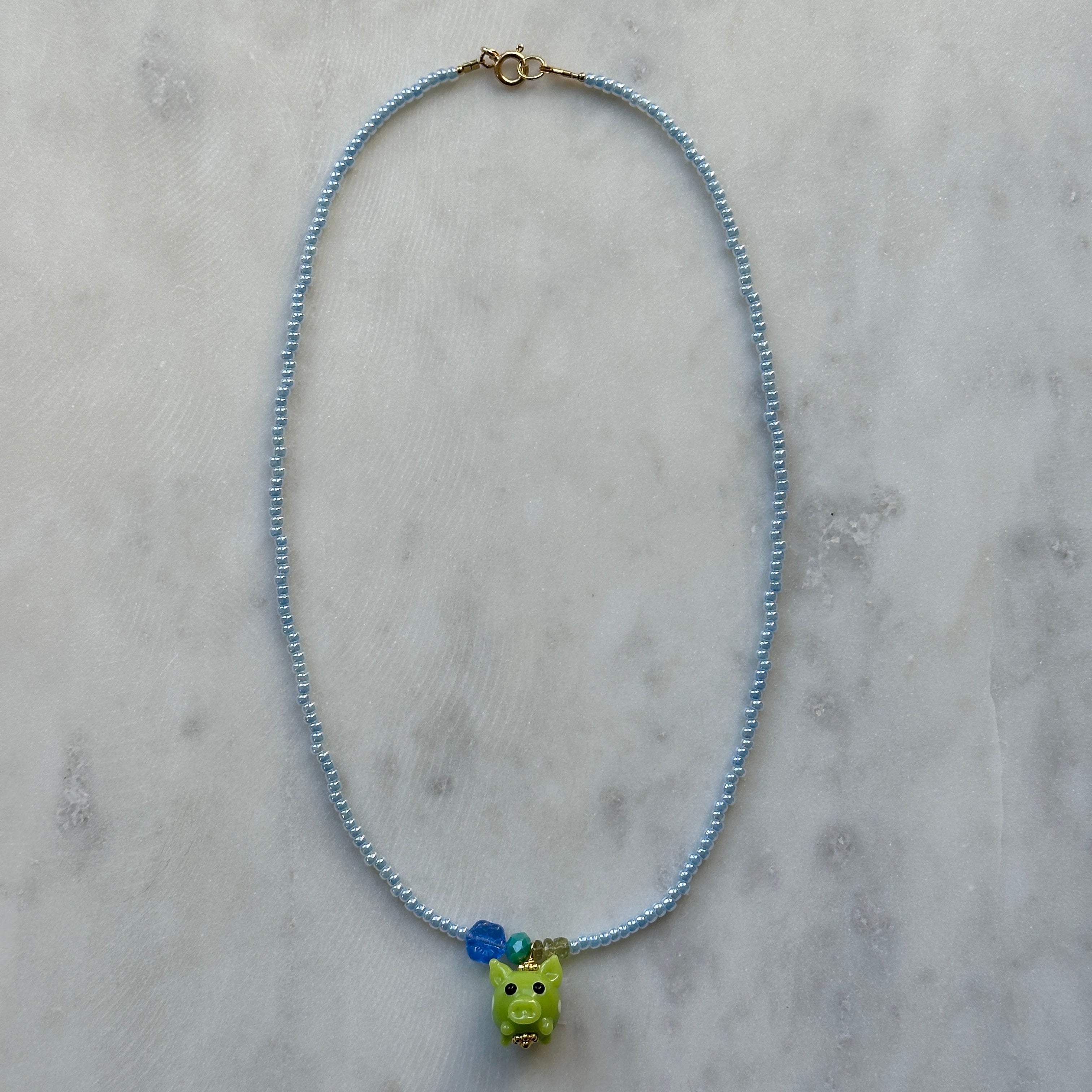 Green Pig Necklace