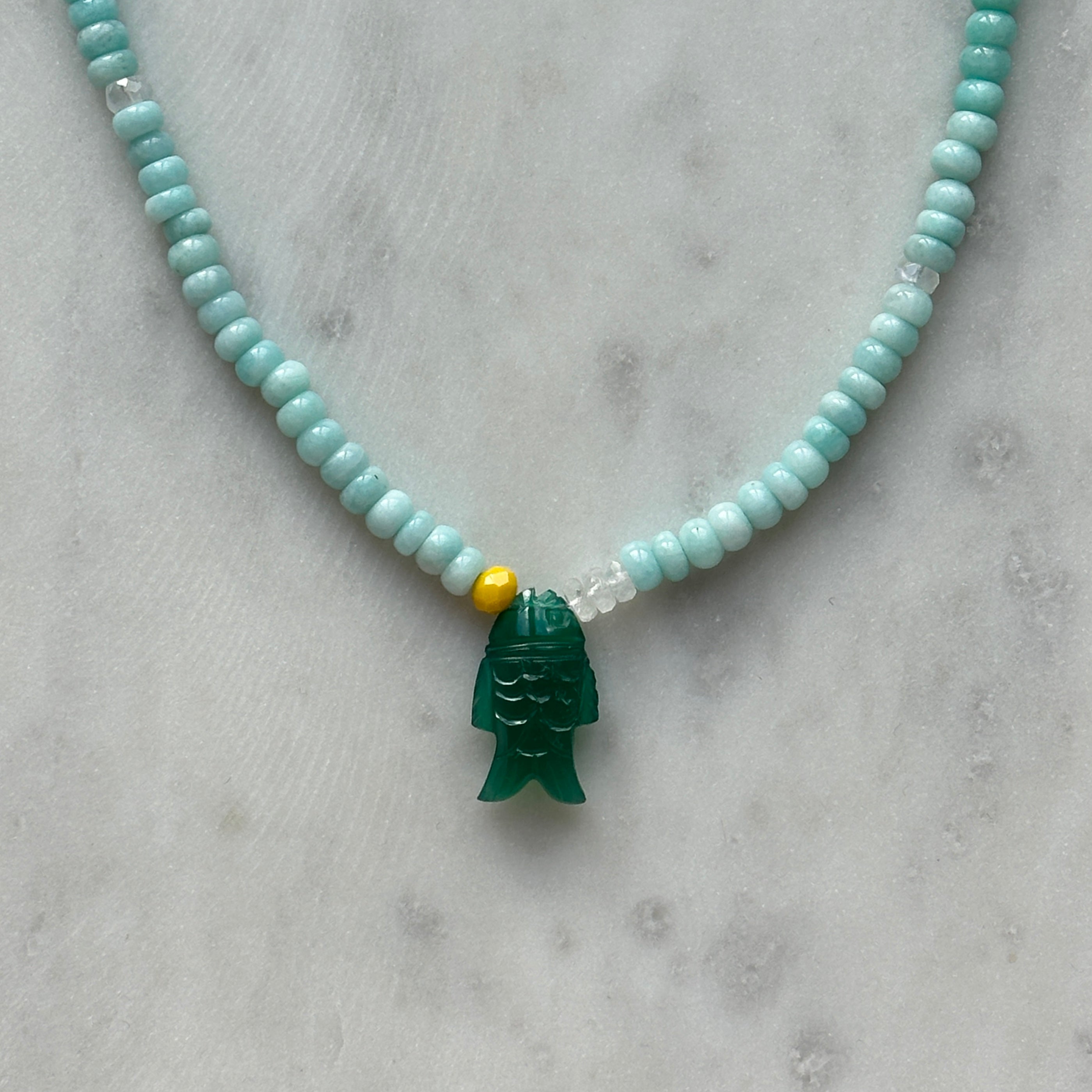 Green Onyx Fish Necklace