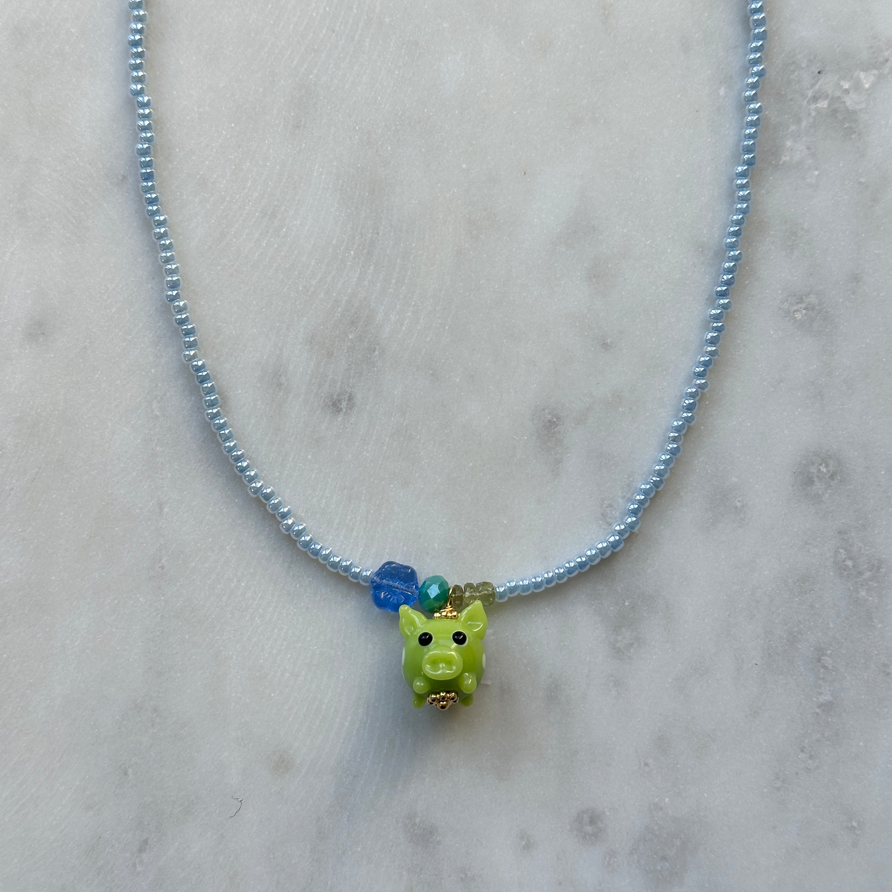 Green Pig Necklace