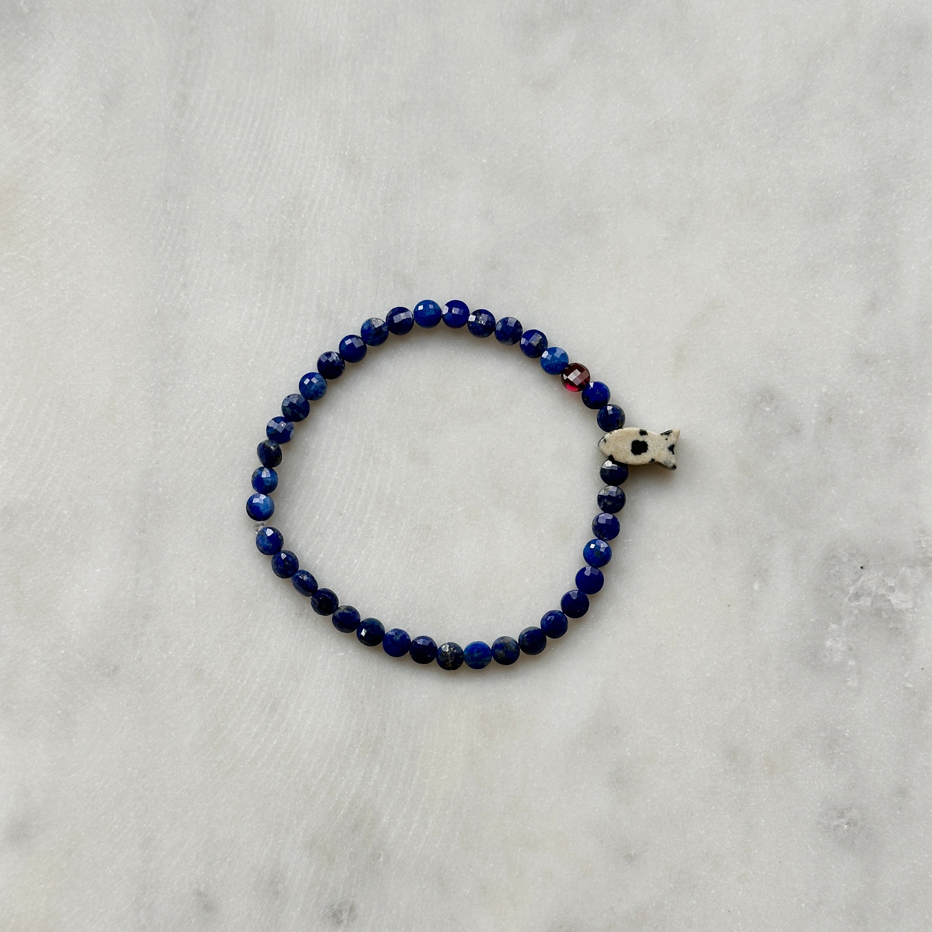 Tiny Fish Bracelet - Blue Lapis