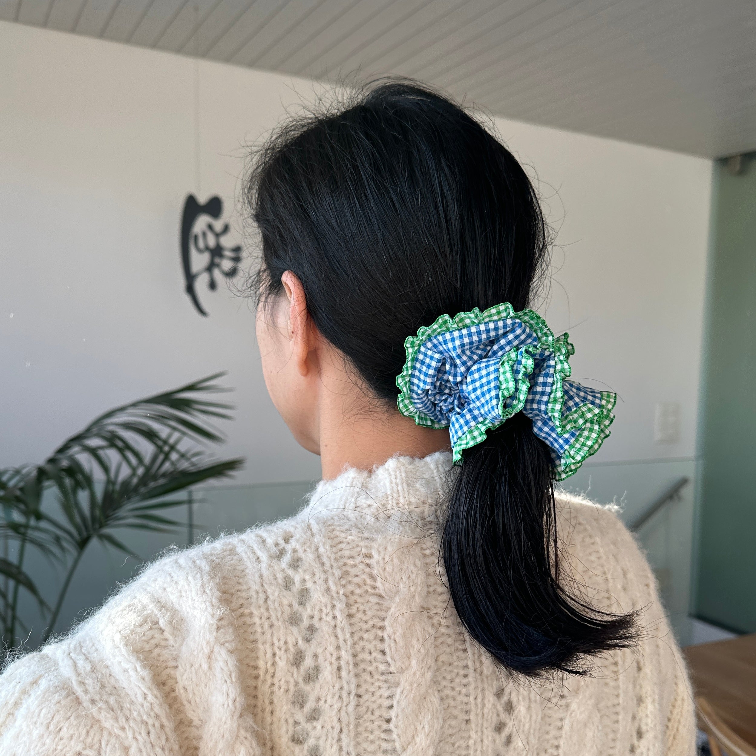 Oversized Scrunchie - Vichy Peacock