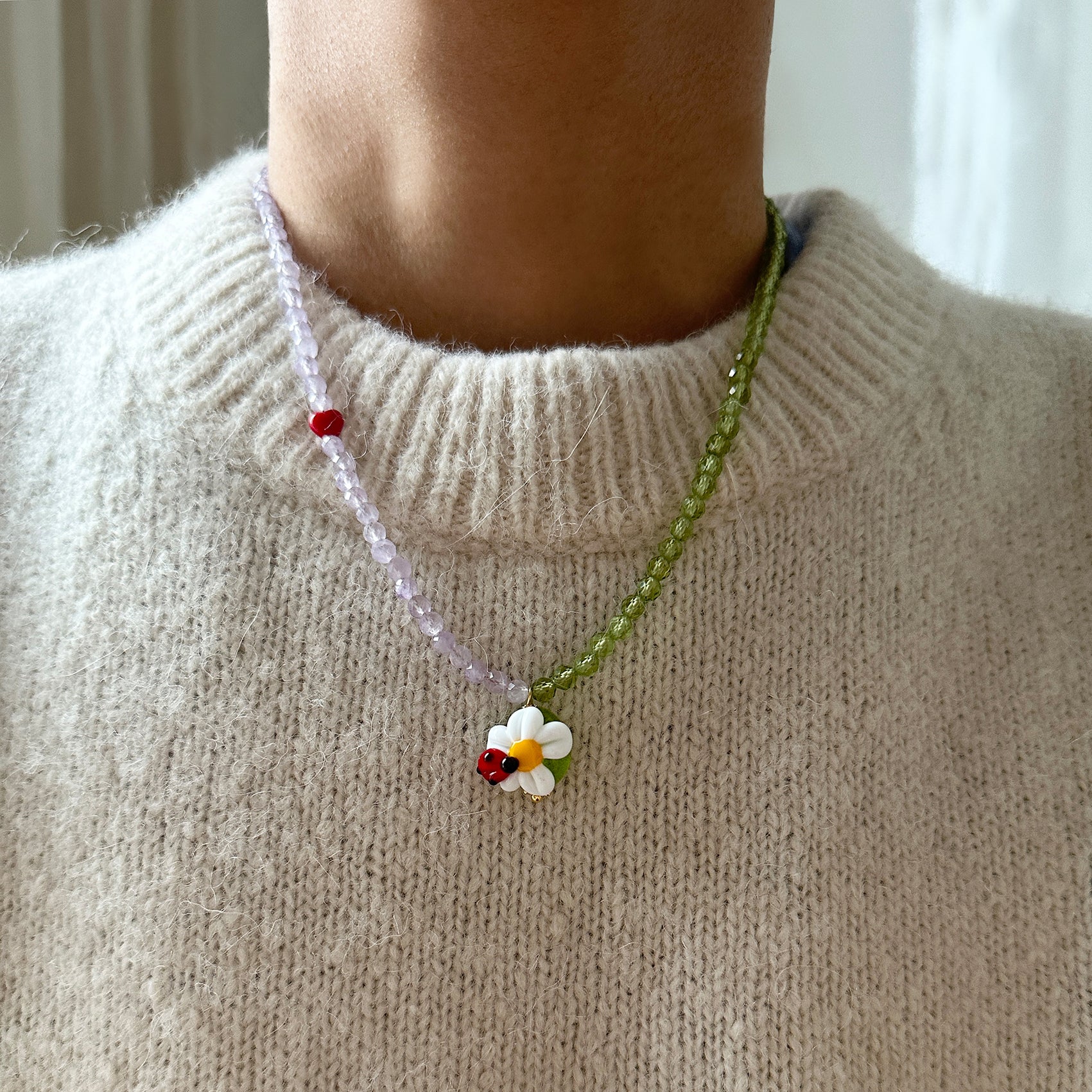 Lady Bug and Daisy Necklace