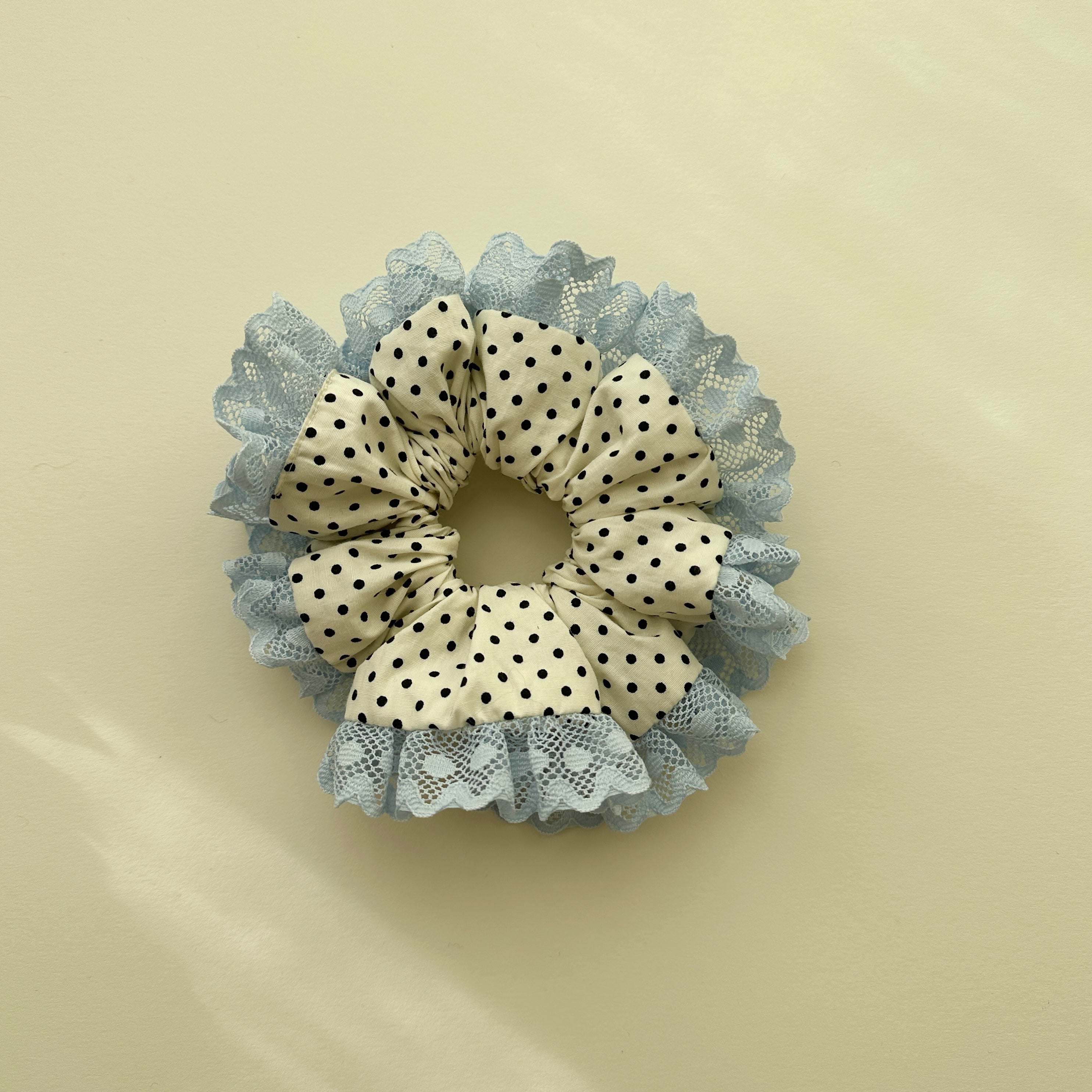 Oversized Scrunchie – Polka Dot & Sky Blue