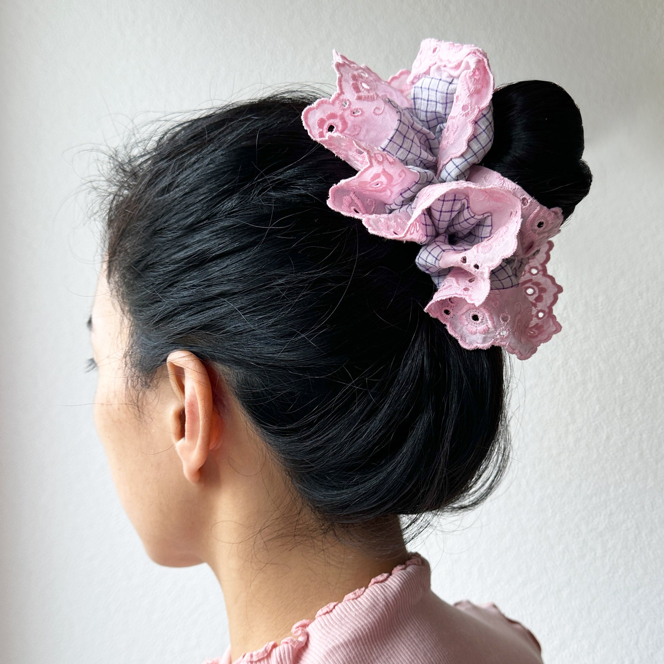 Oversized Scrunchie - Lilac Check