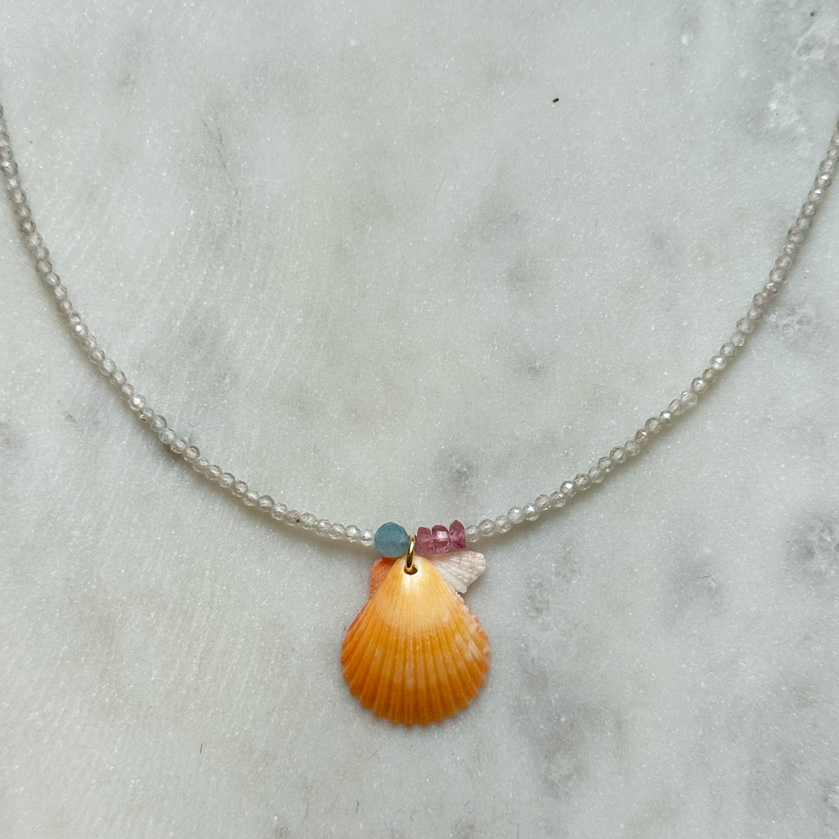 Petite Orange Shell Necklace