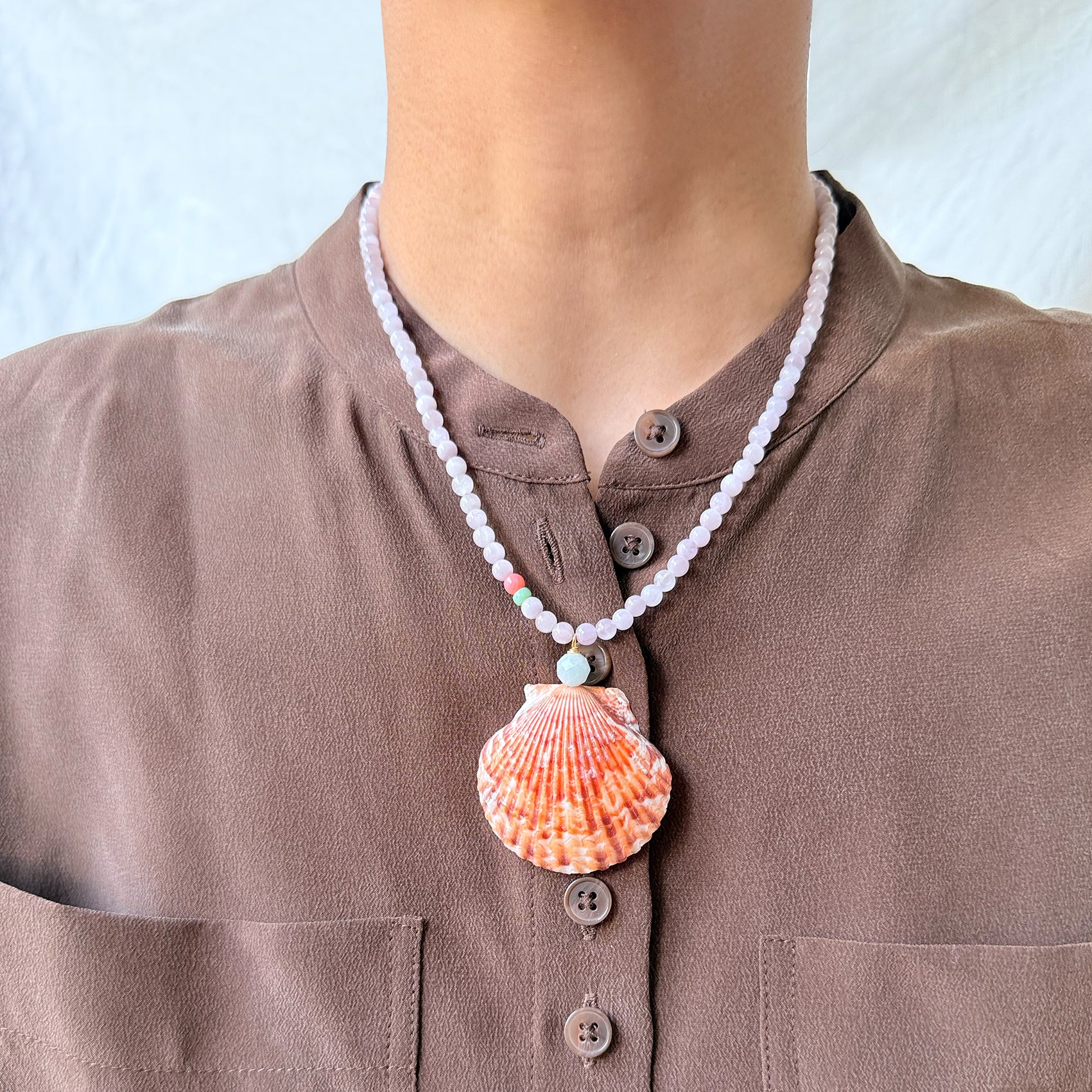 Orange Scallop Necklace