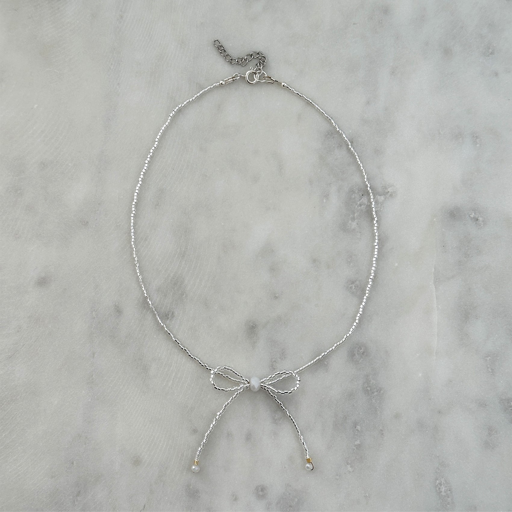 Petite Bow Choker - Silver