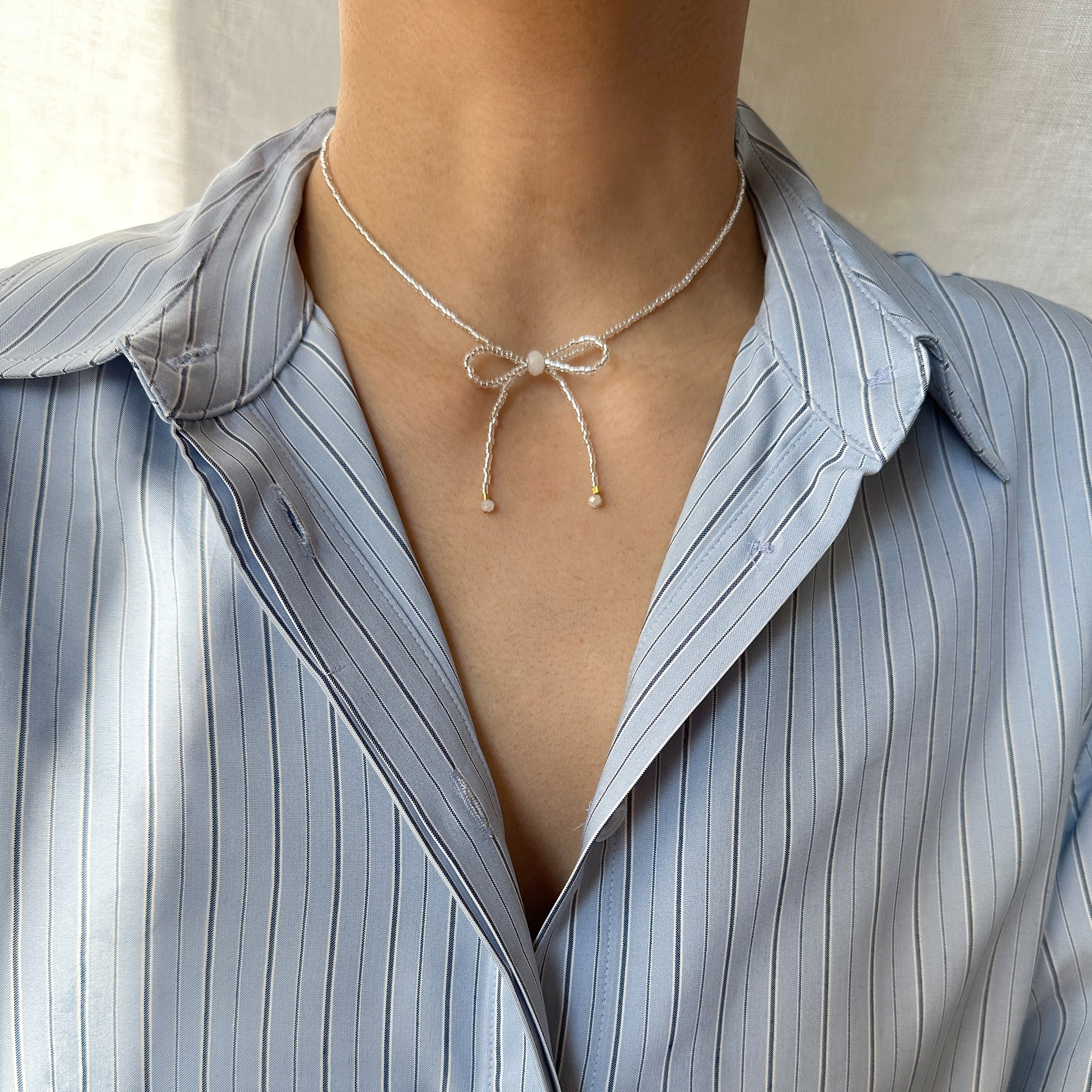 Petite Bow Choker - Silver