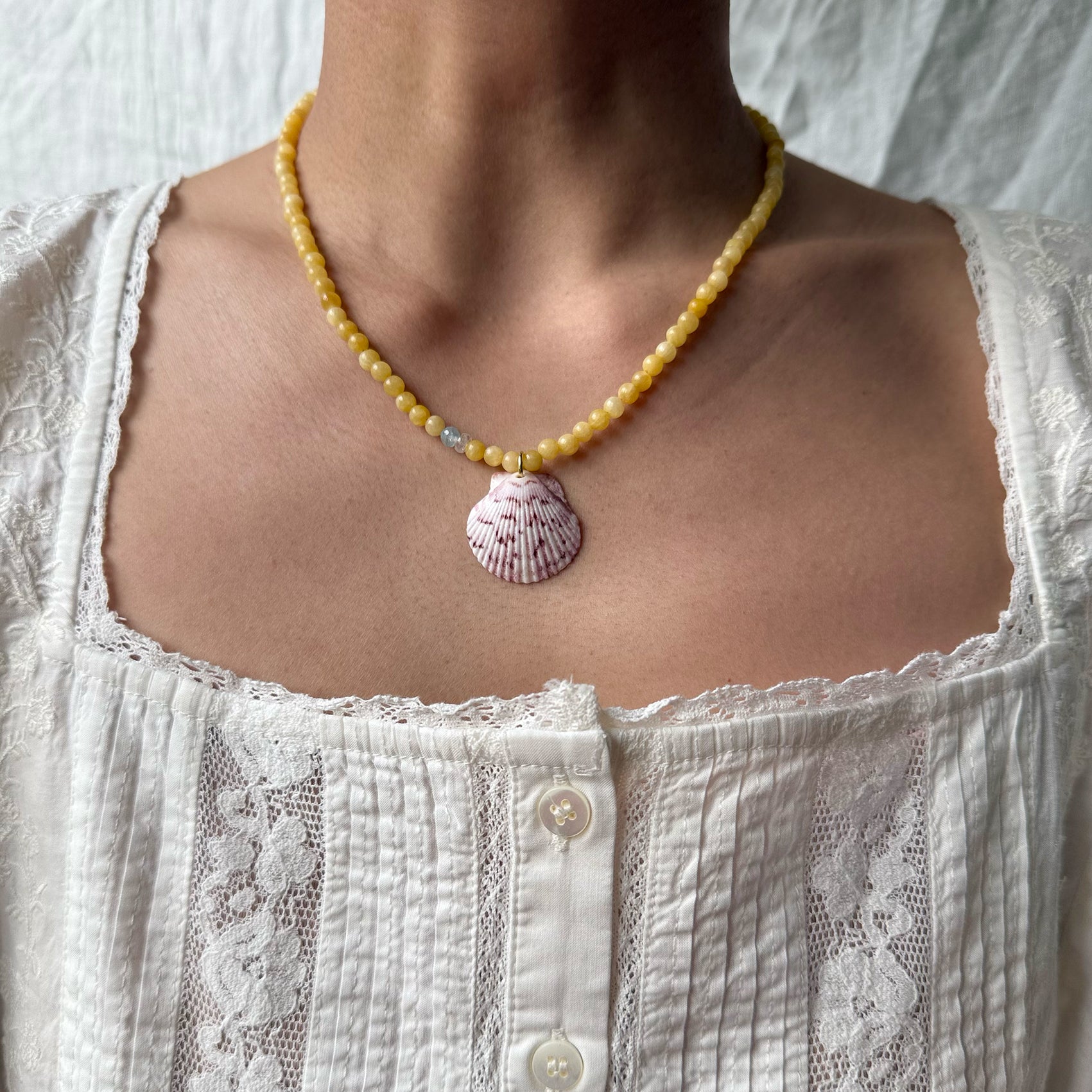 Small Lilac Scallop Neckalace