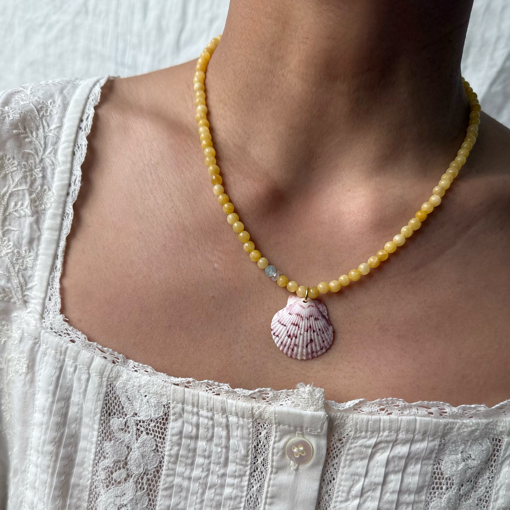 Small Lilac Scallop Neckalace