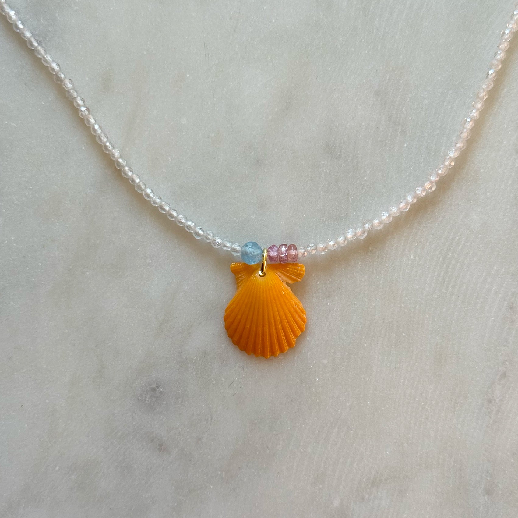 Petite Orange Shell Necklace