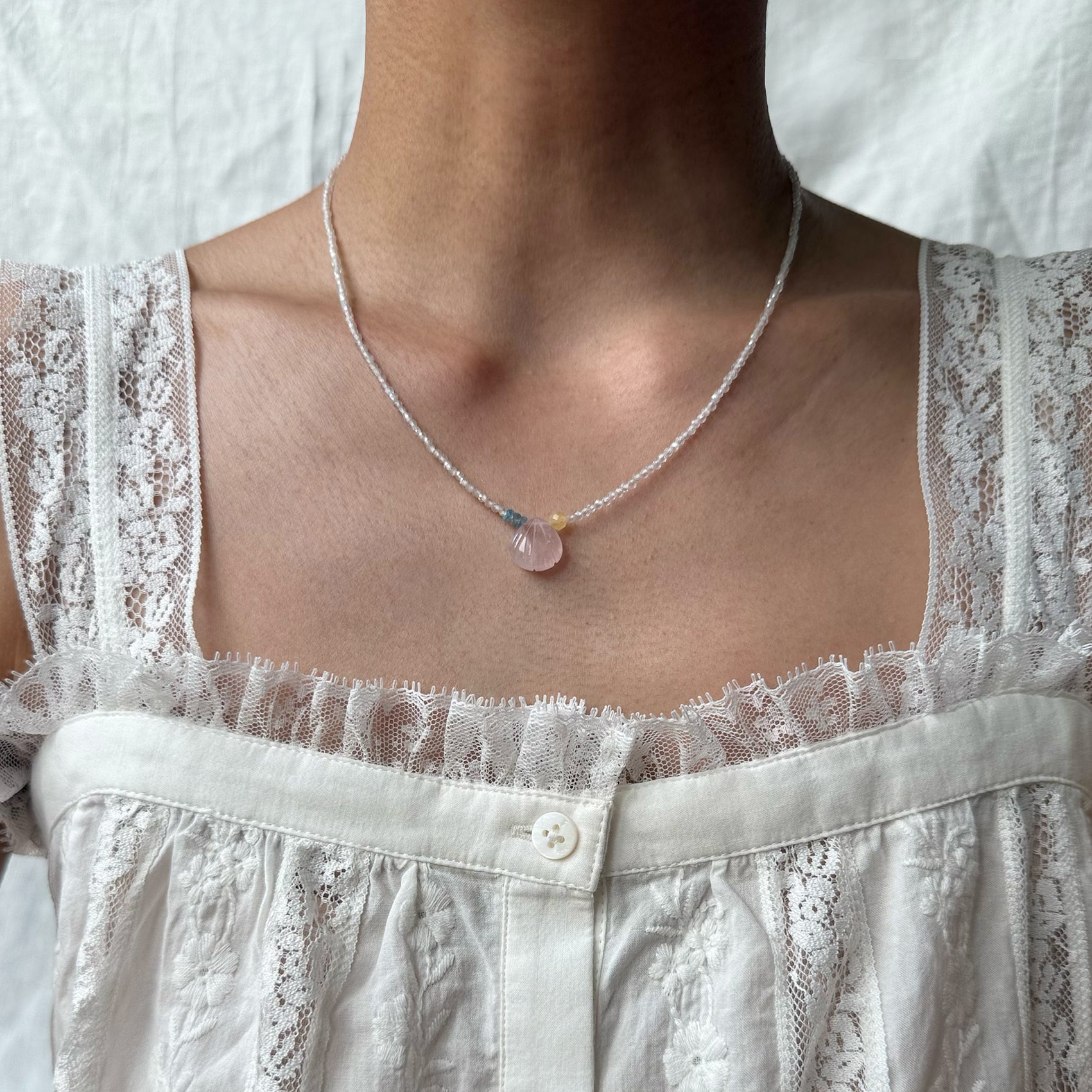 Sparkly Rose Quartz Shell