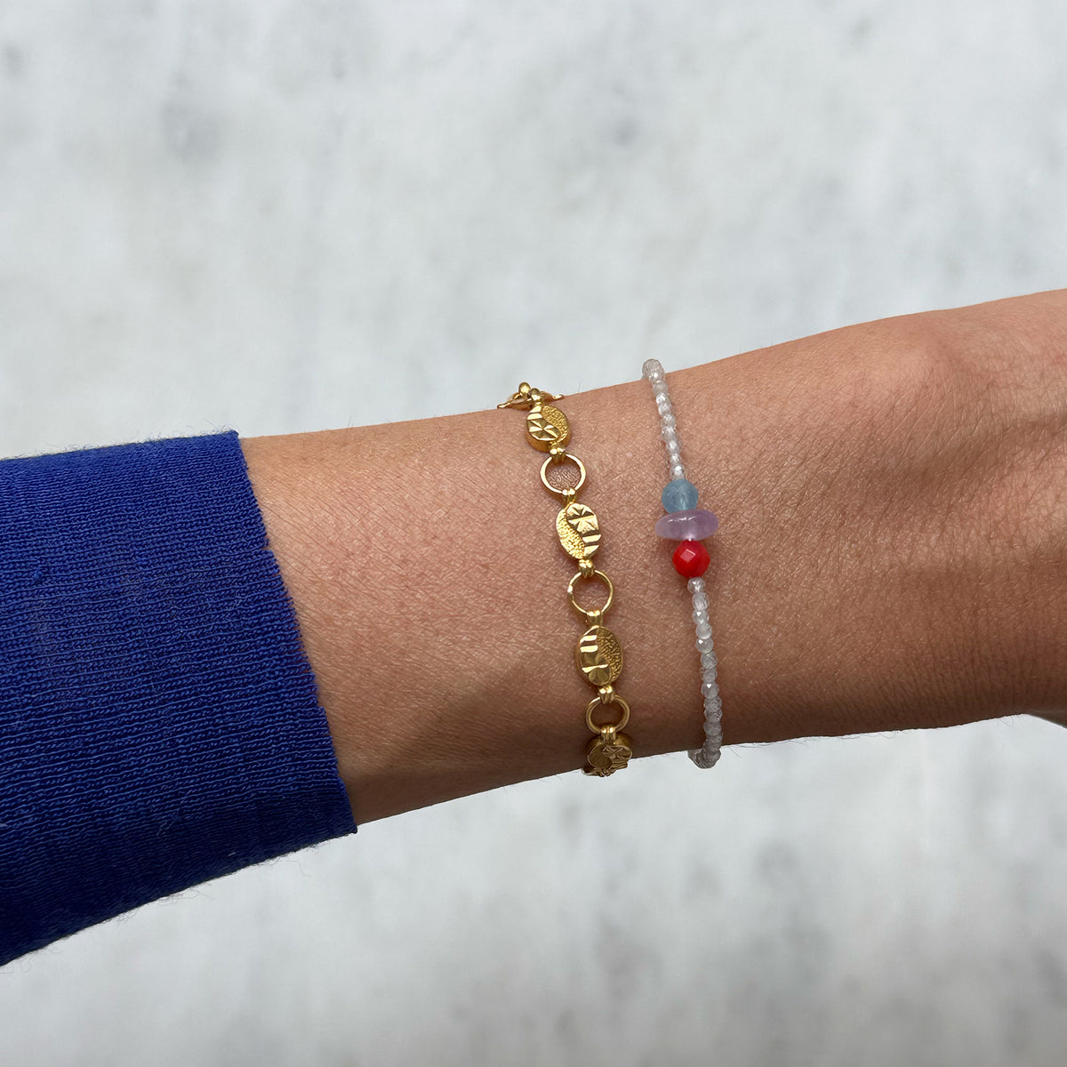 Tiny Treasures Bracelet – Aquamarine/Amethyst/Coral