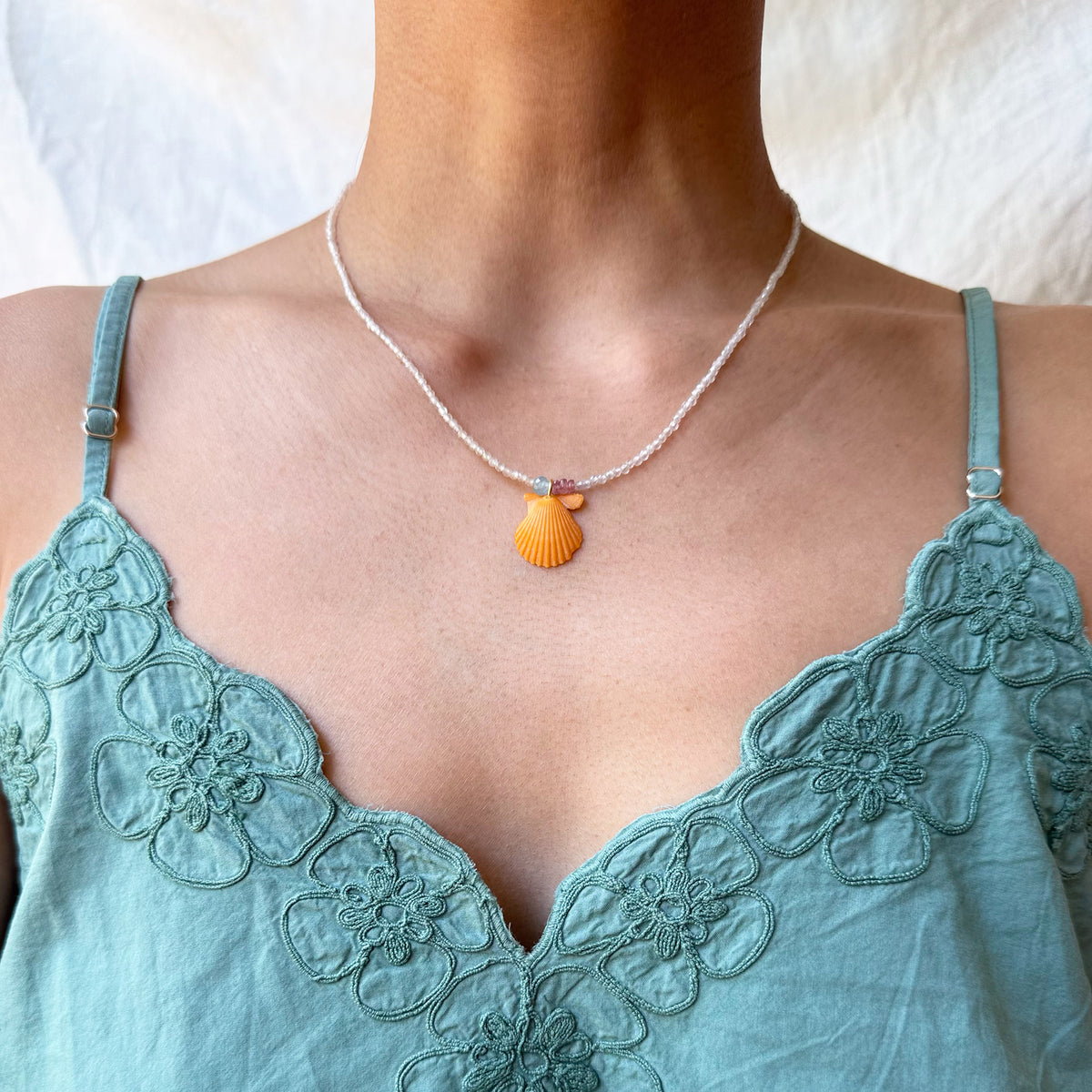 Petite Orange Shell Necklace