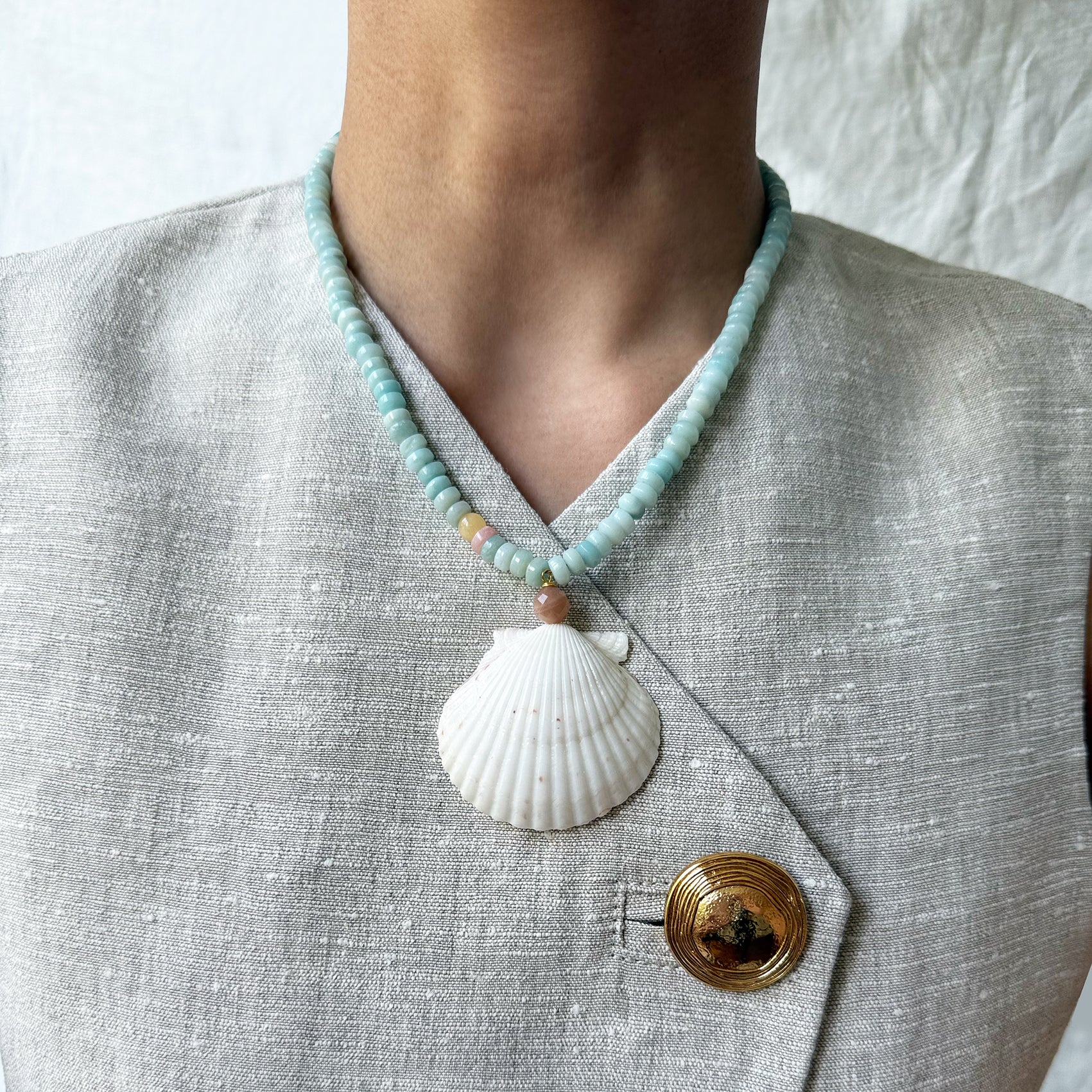 White Scallop Necklace