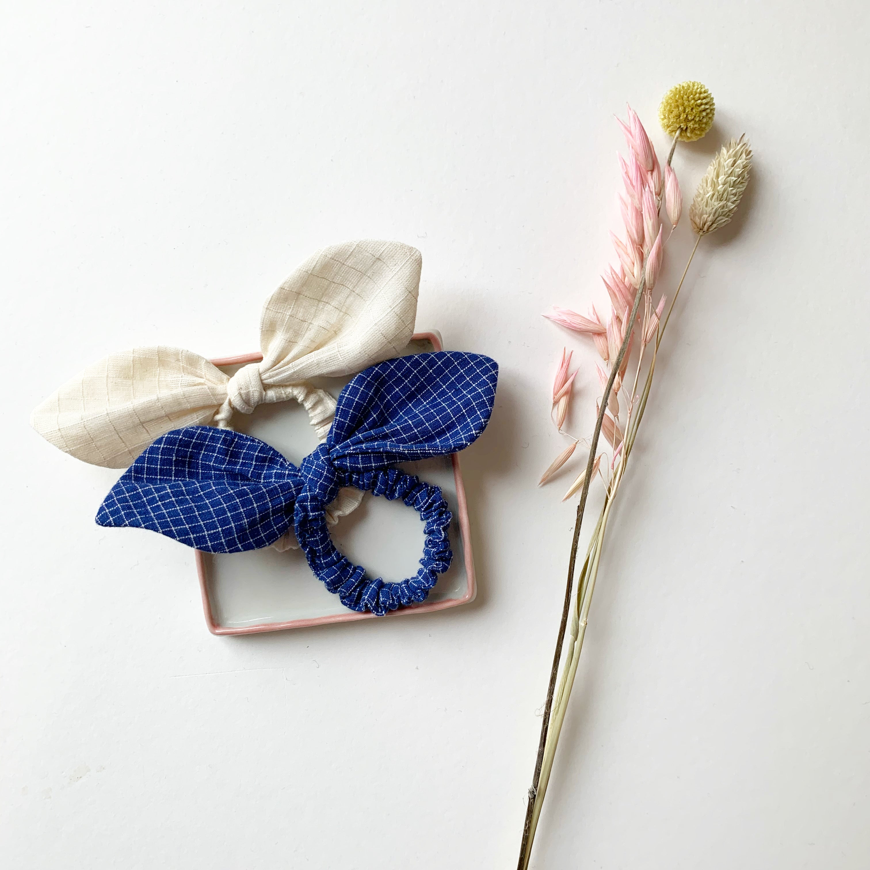 Bow Scrunchie - Electric Blue Check