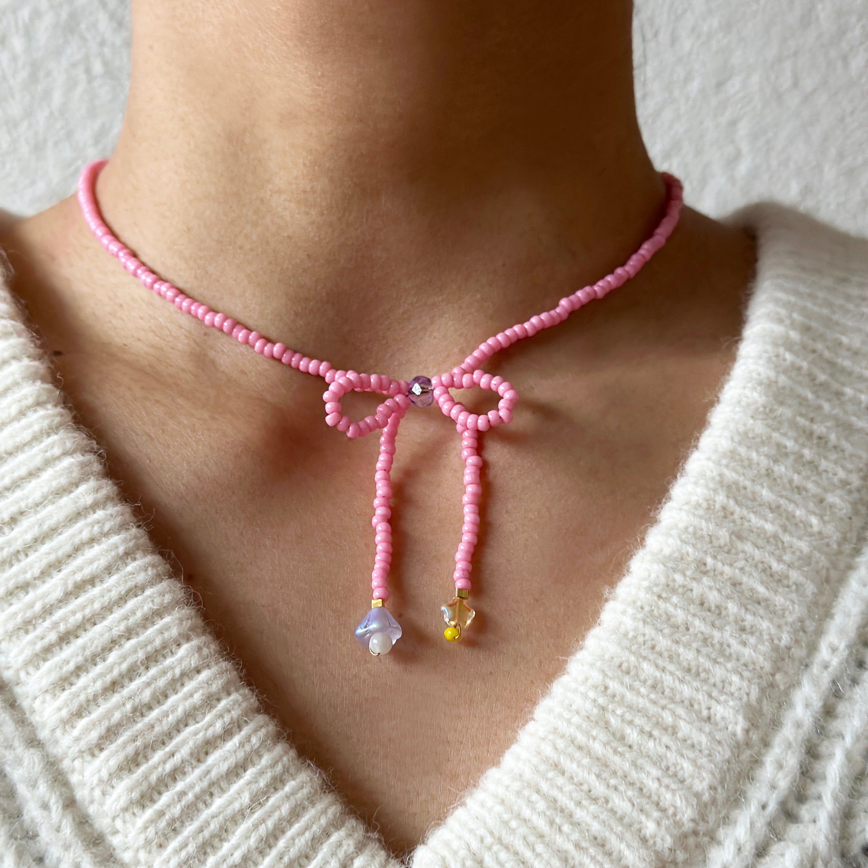 Bow Choker - Pink